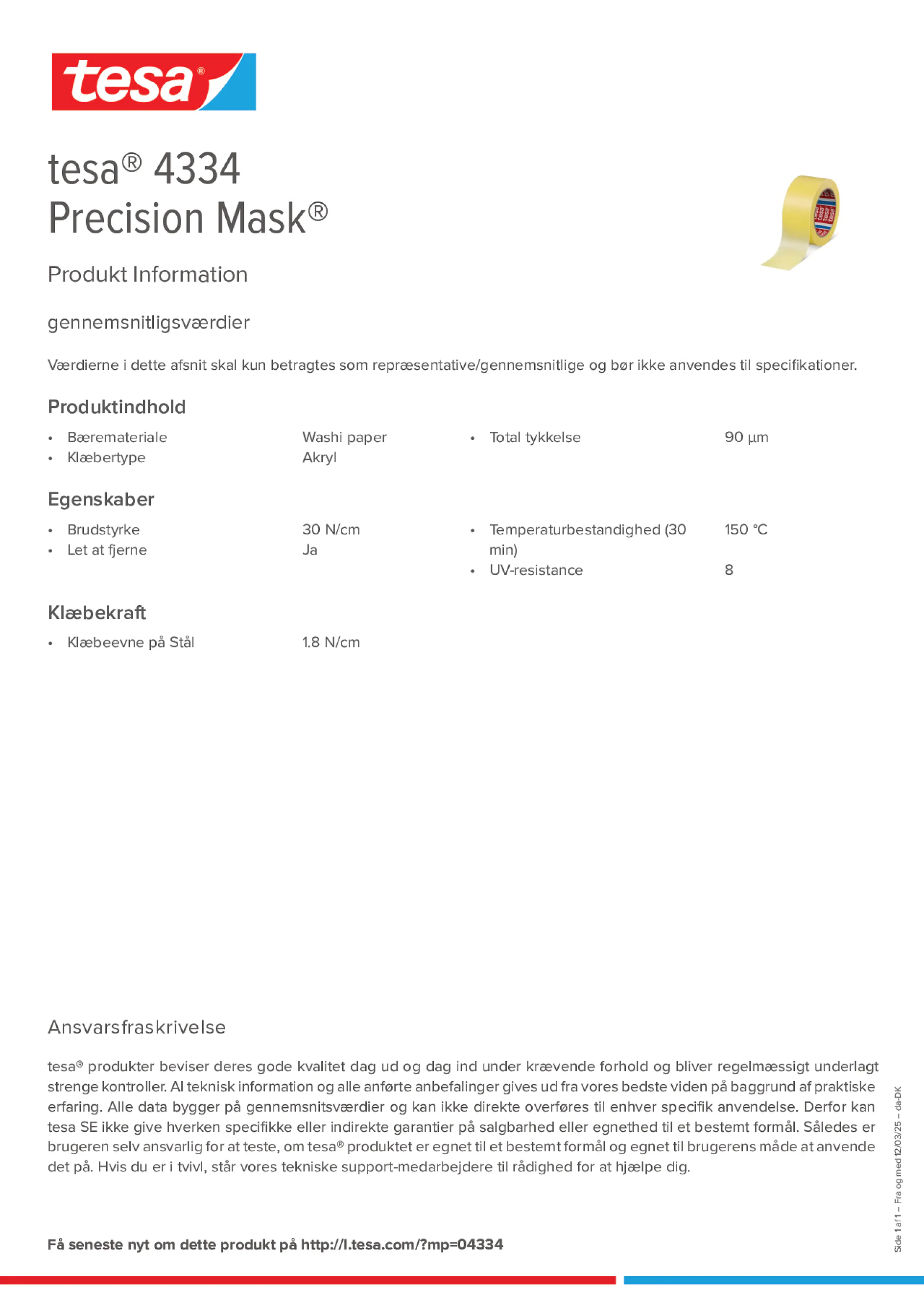 Product information_tesa® 04334_da-DK