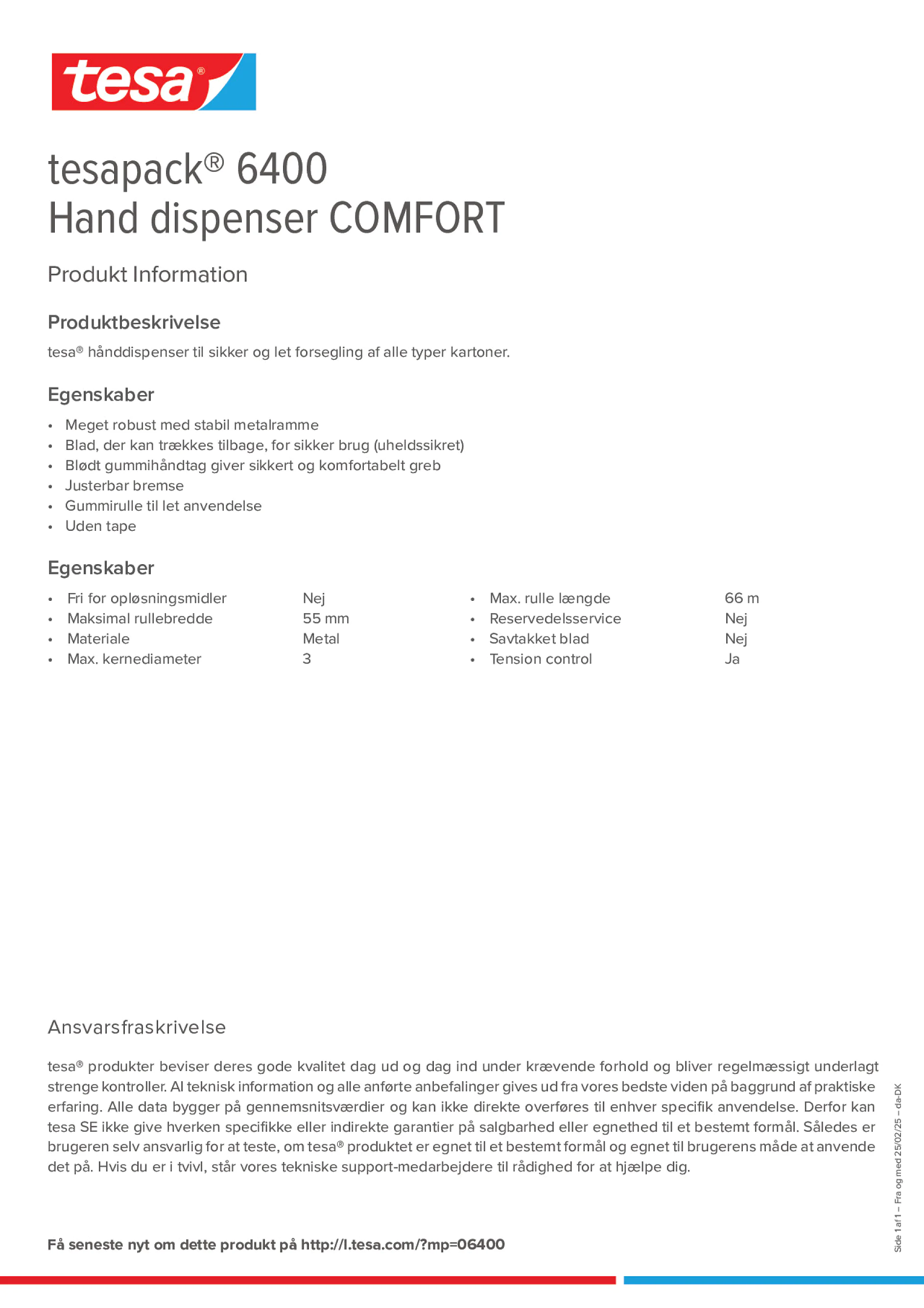 Product information_tesapack® 06400_da-DK
