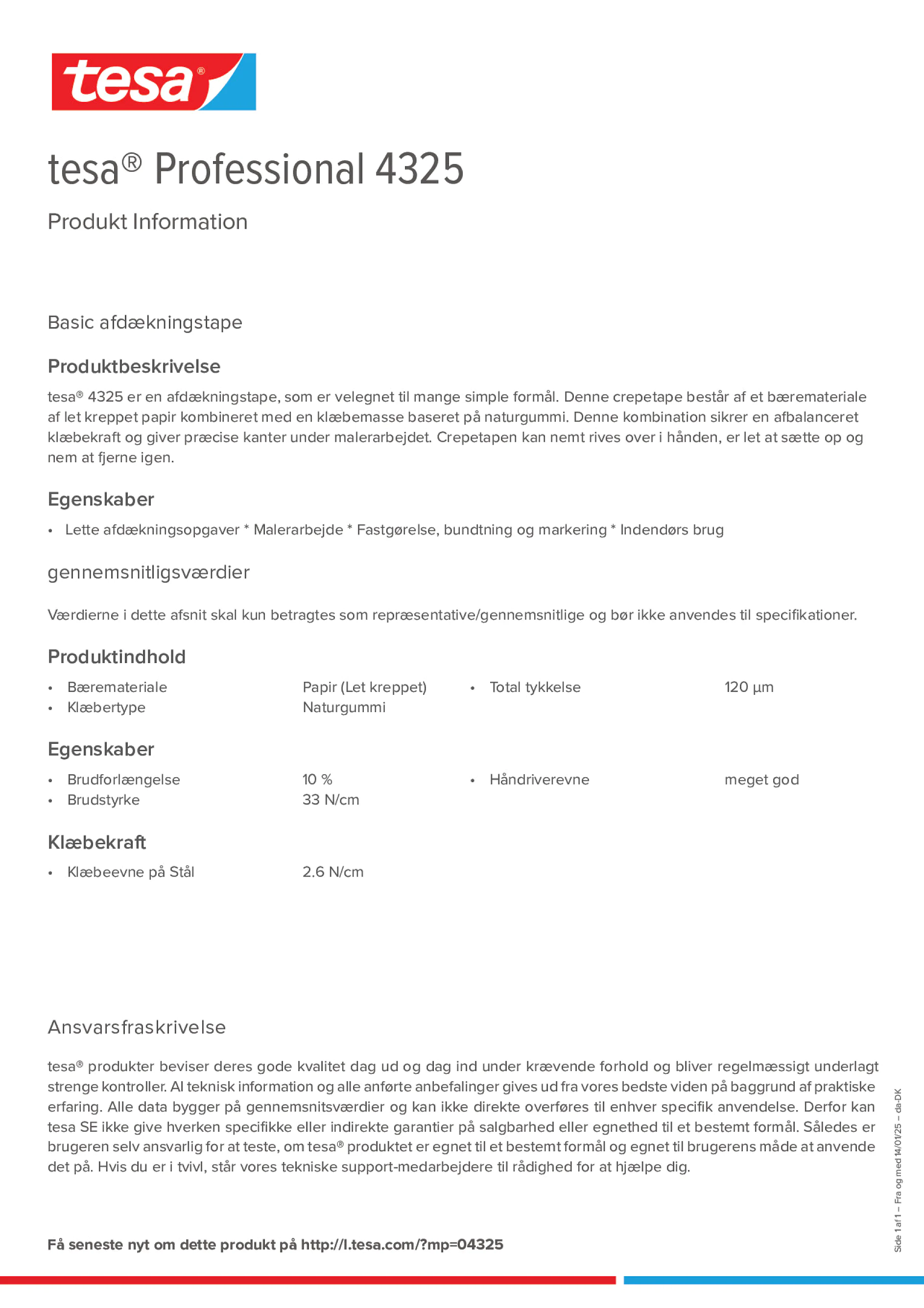 Product information_tesa® Professional 04325_da-DK