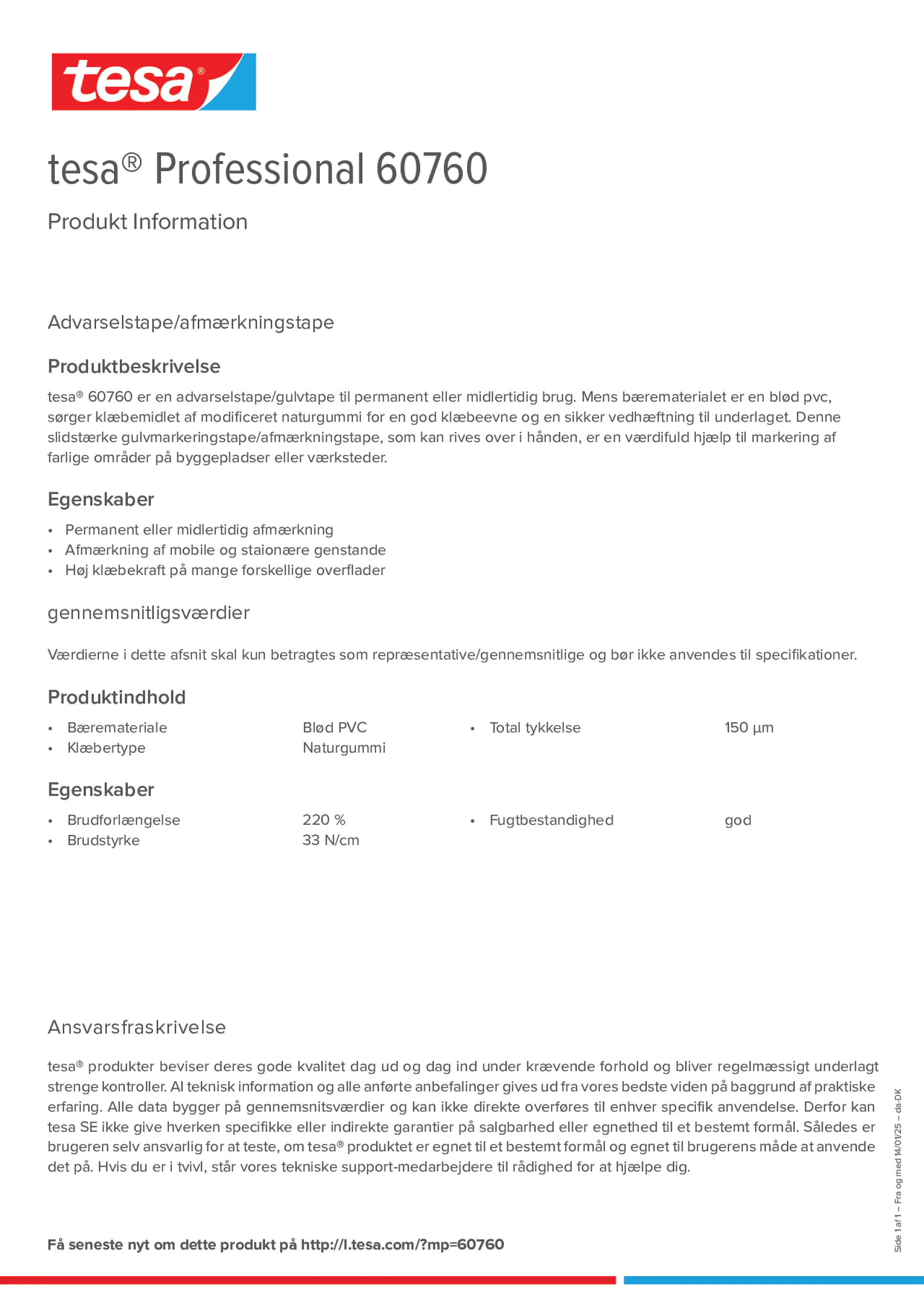 Product information_tesa® Professional 60760_da-DK