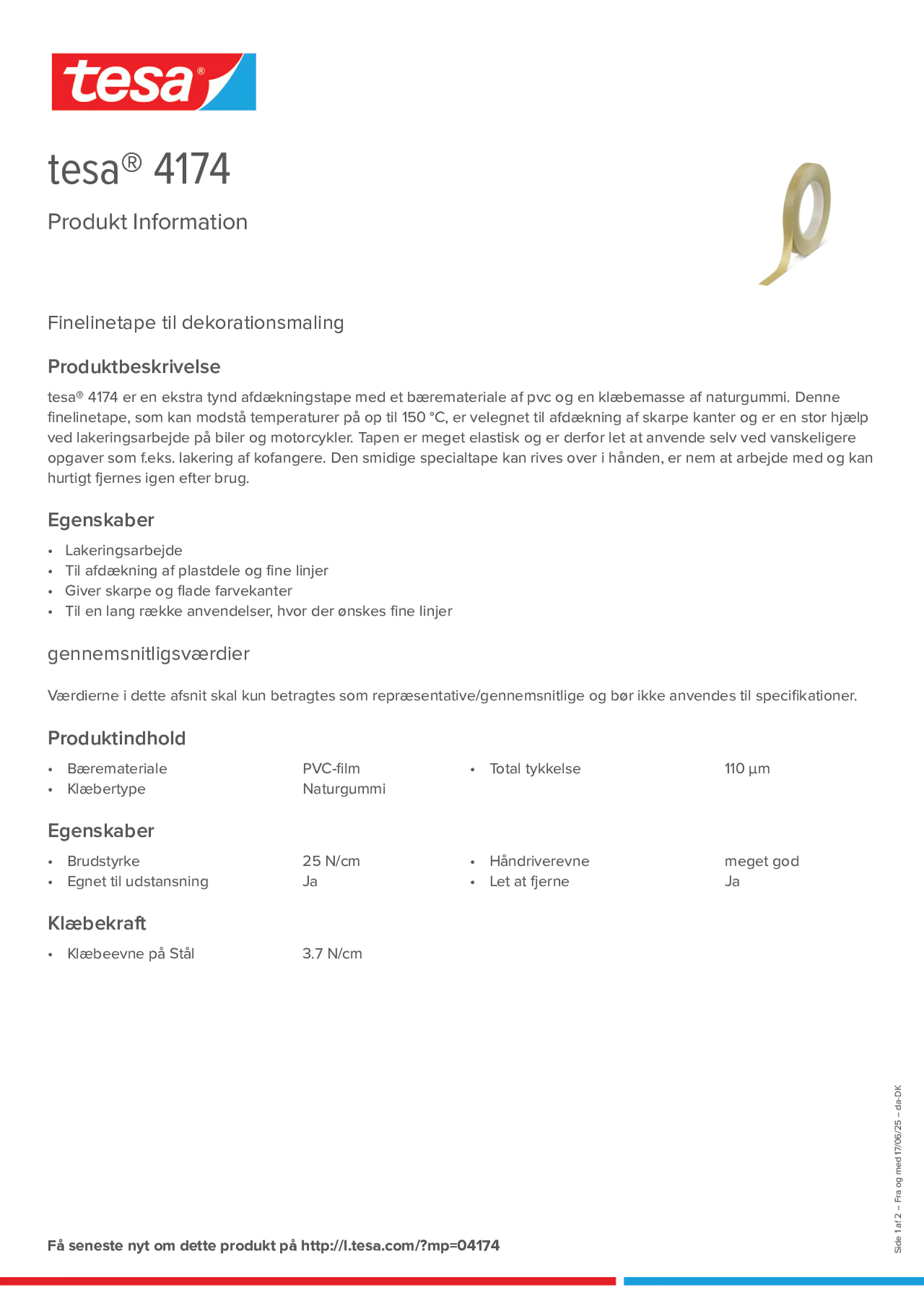 Product information_tesa® 4174_da-DK