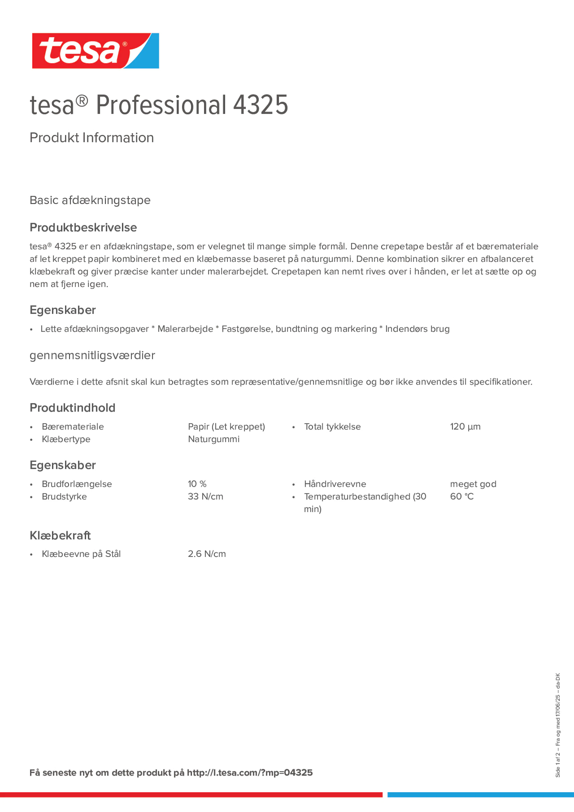 Product information_tesa® Professional 04325_da-DK