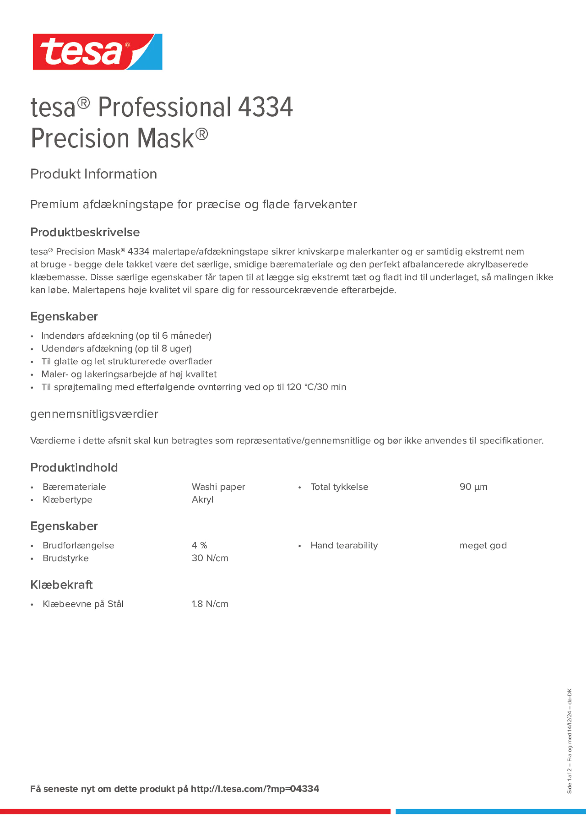 Product information_tesa® Professional 04334_da-DK