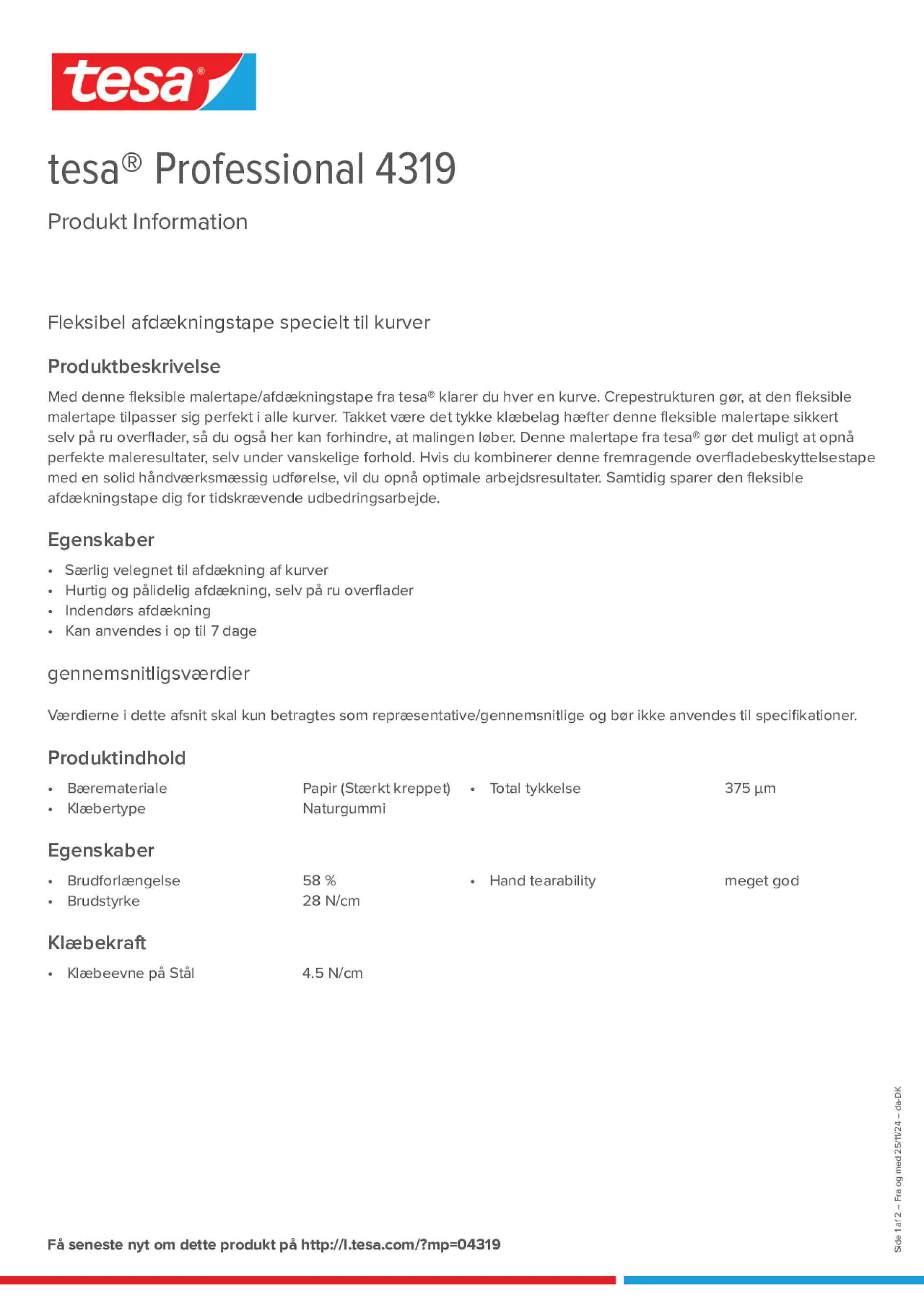 Product information_tesa® Professional 04319_da-DK