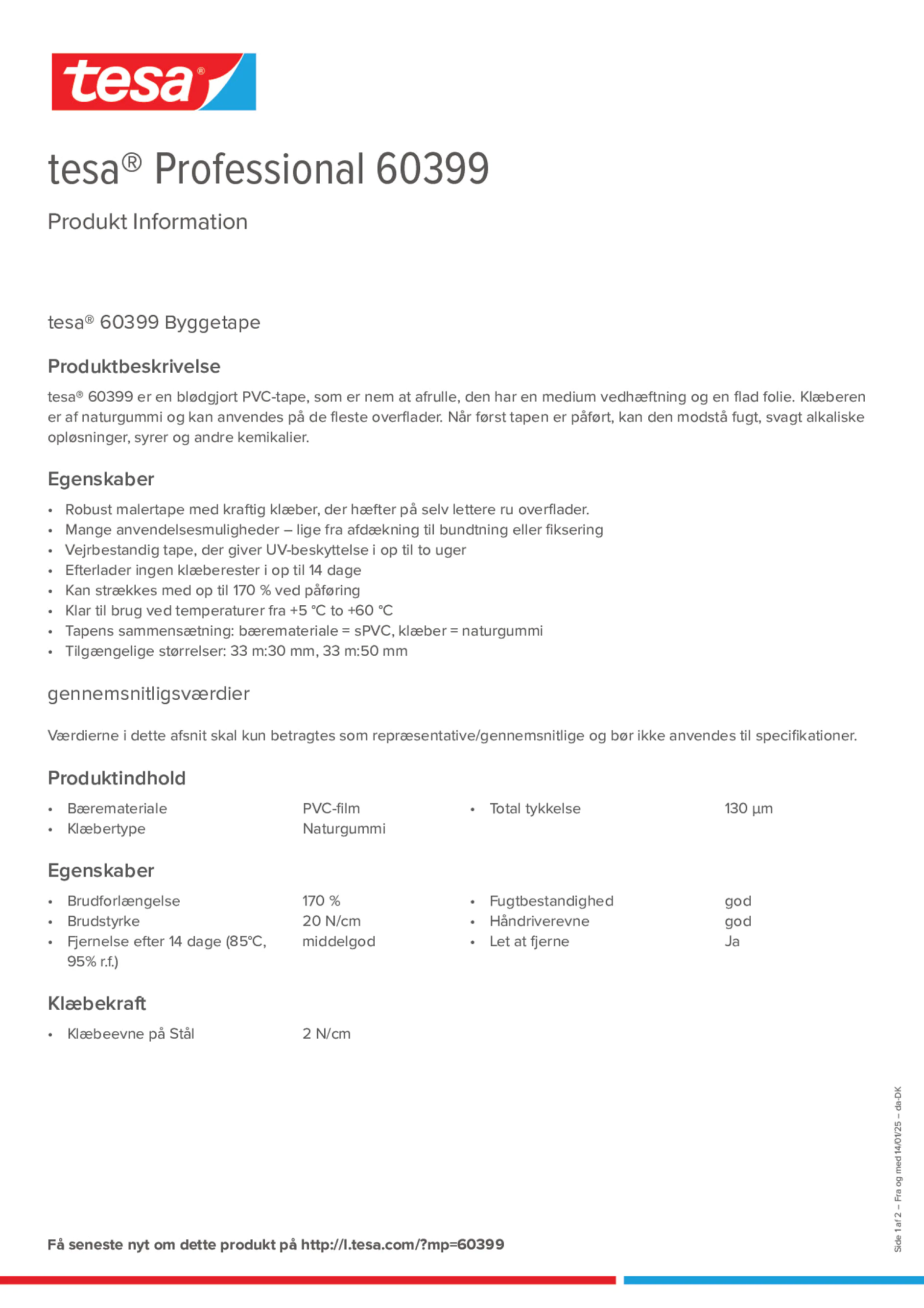 Product information_tesa® Professional 60399_da-DK