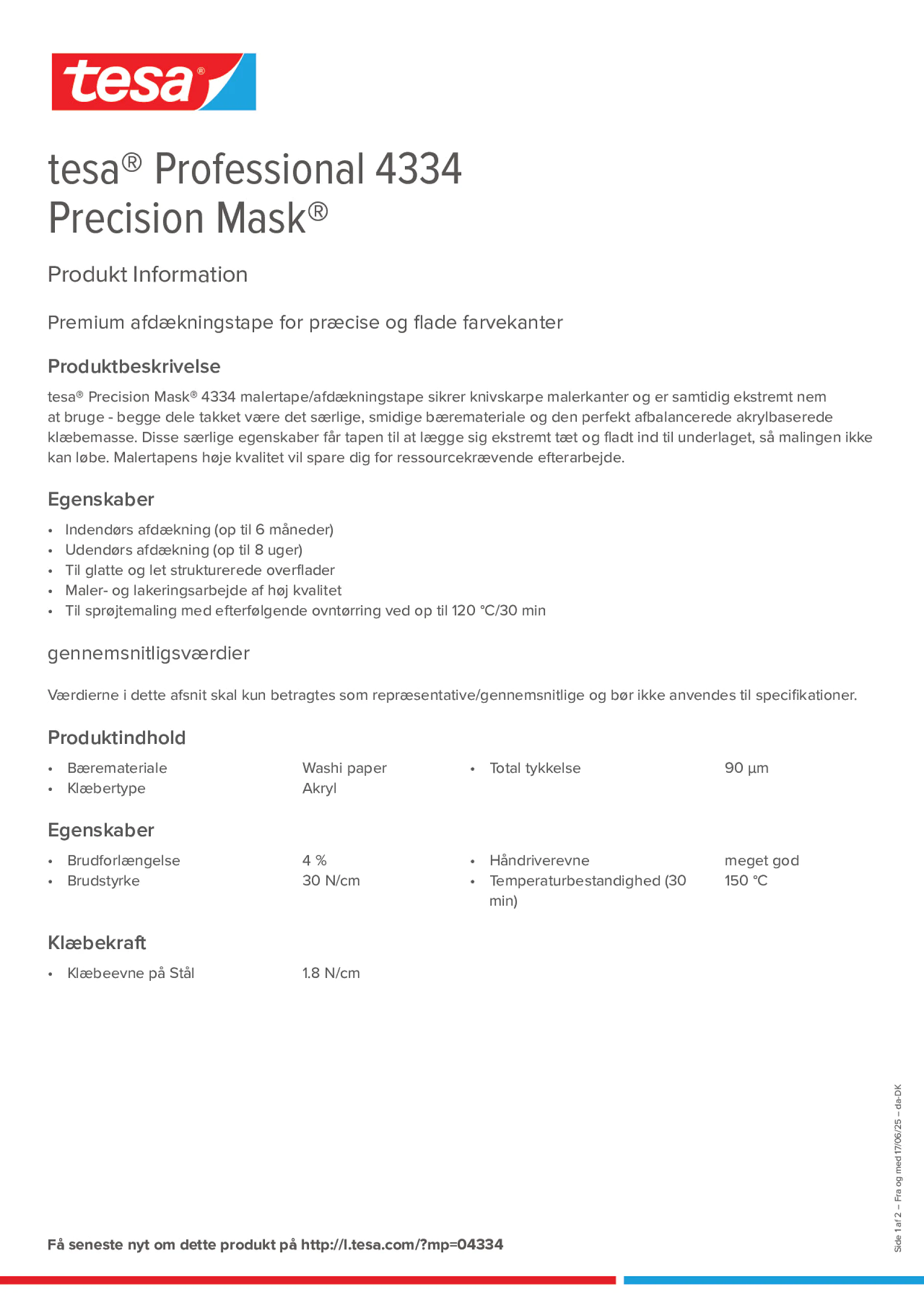Product information_tesa® Professional 04334_da-DK