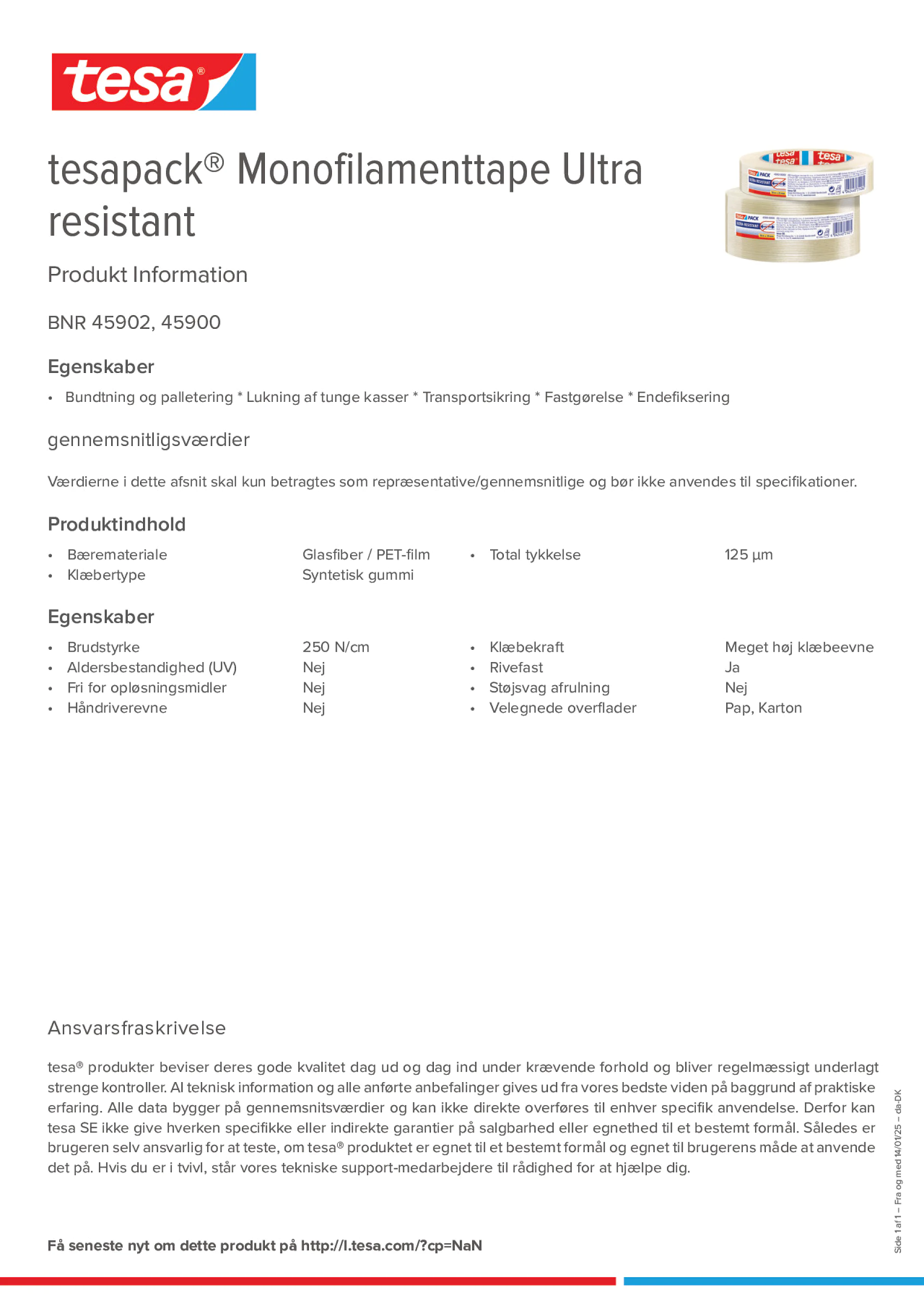 Product information_tesapack® 45900_da-DK