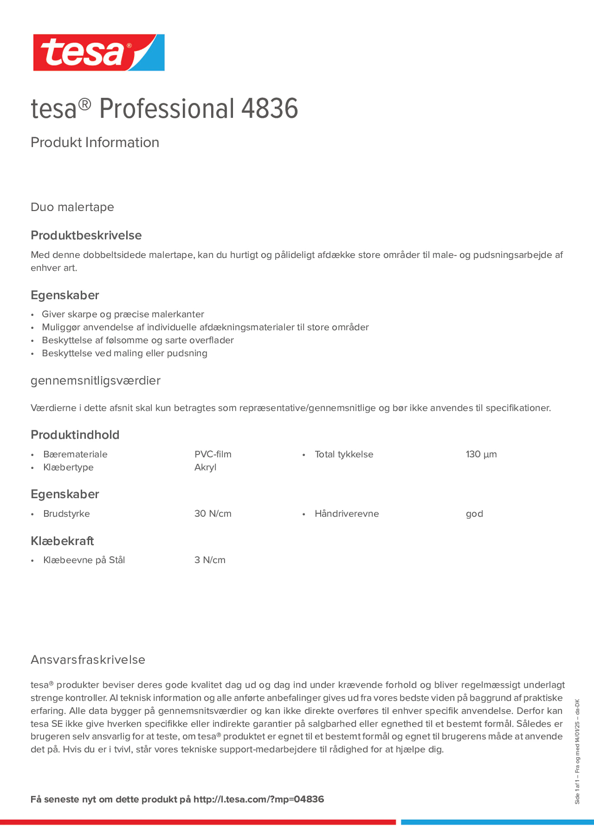 Product information_tesa® Professional 04836_da-DK