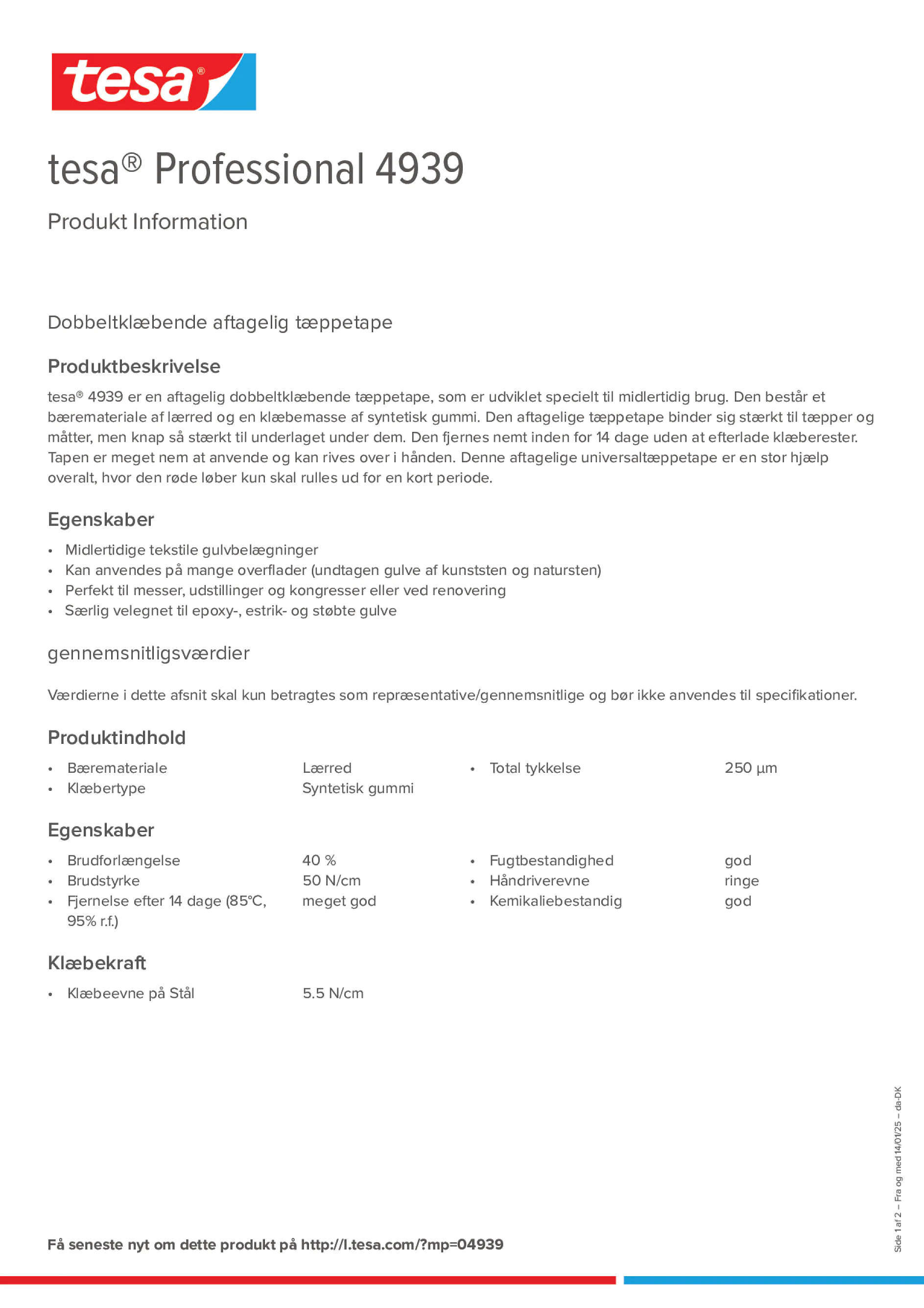 Product information_tesa® Professional 04939_da-DK