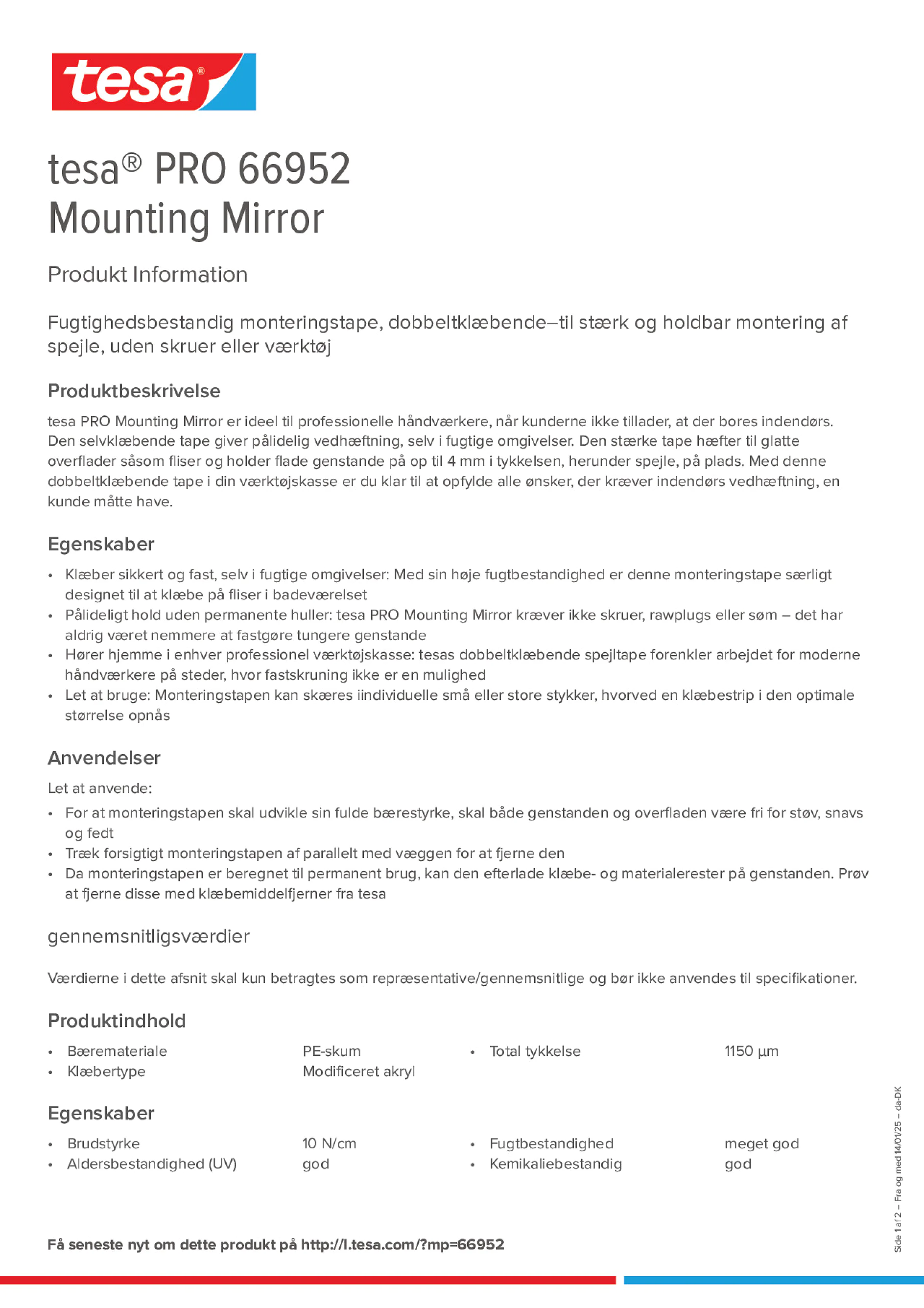 Product information_tesa® PRO 66952_da-DK