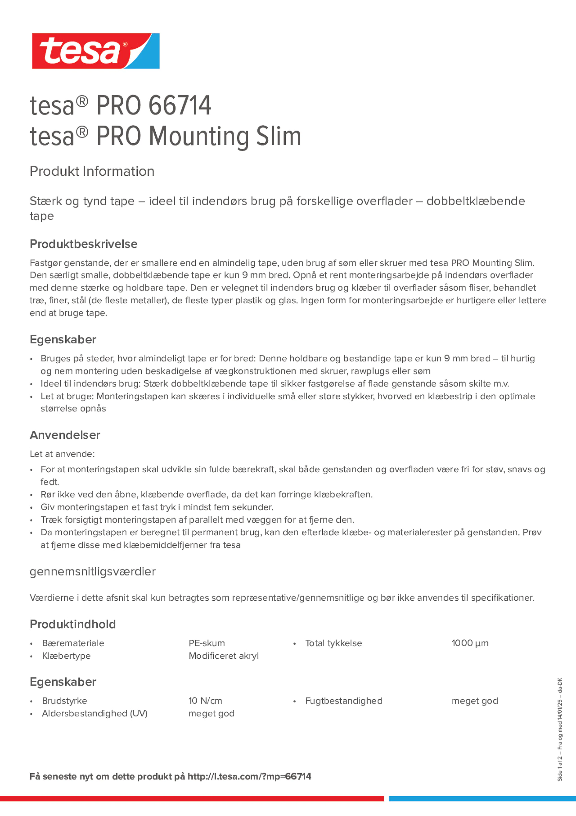 Product information_tesa® PRO 66714_da-DK