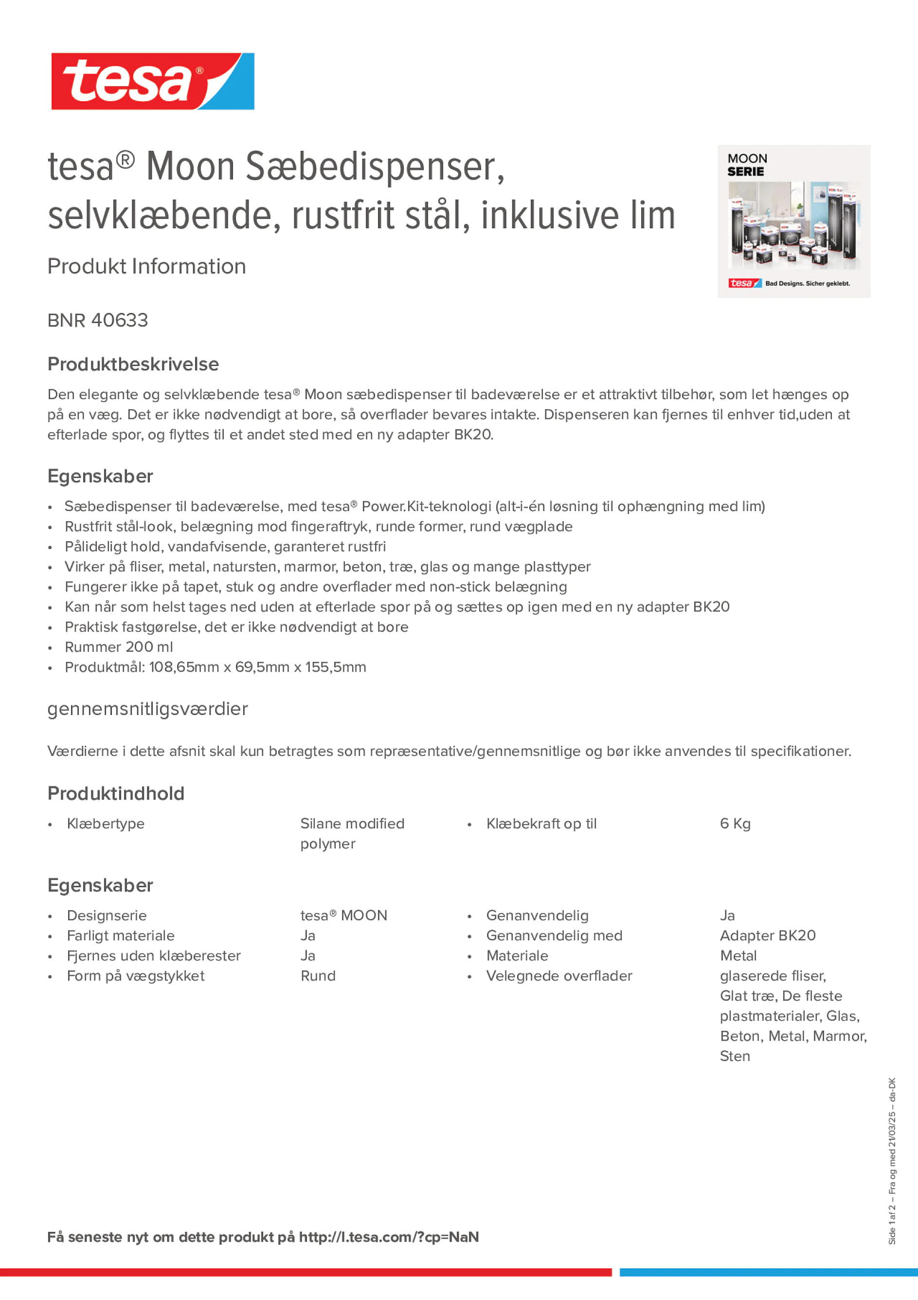 Product information_tesa® 40633_da-DK