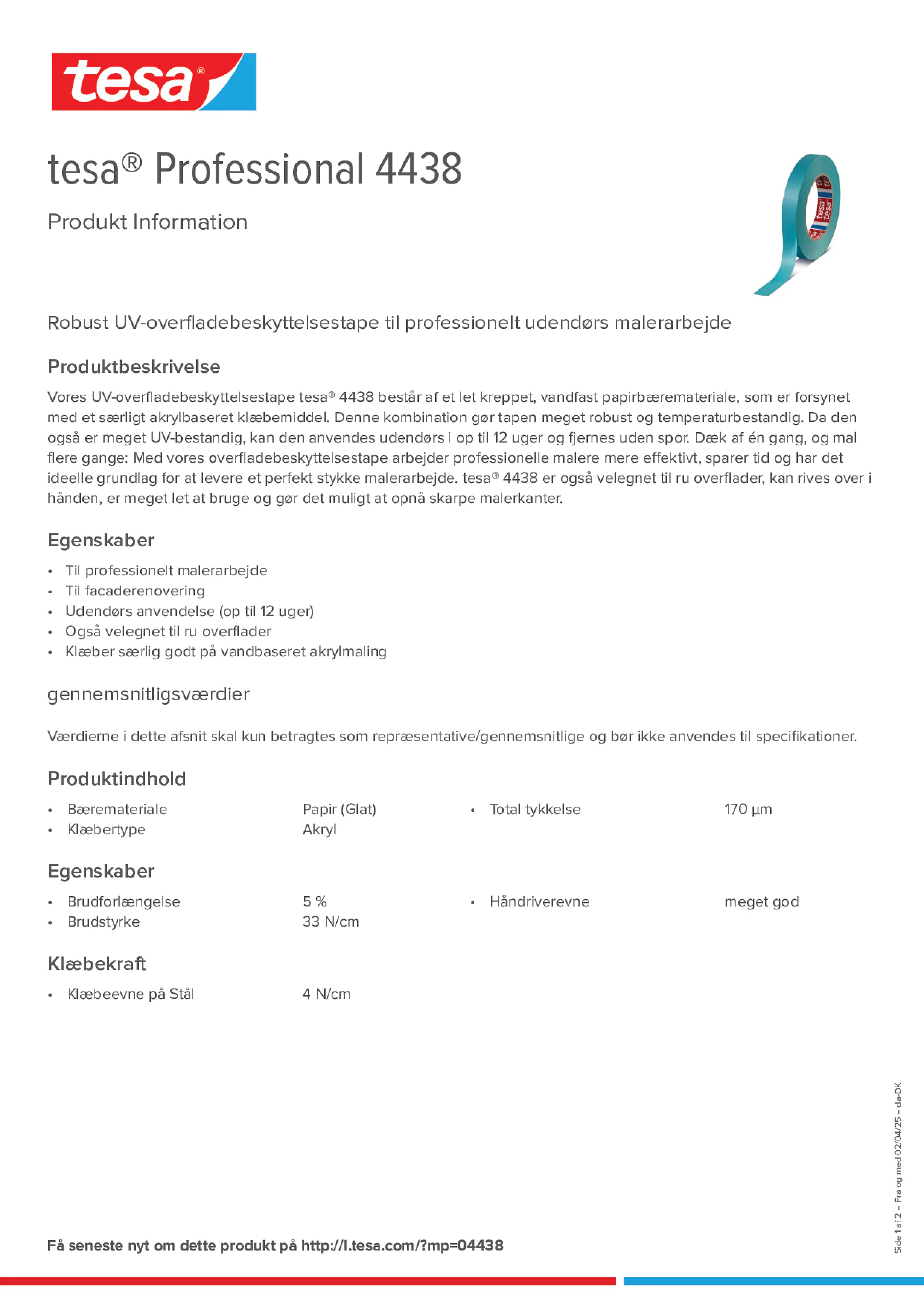 Product information_tesa® Professional 04438_da-DK