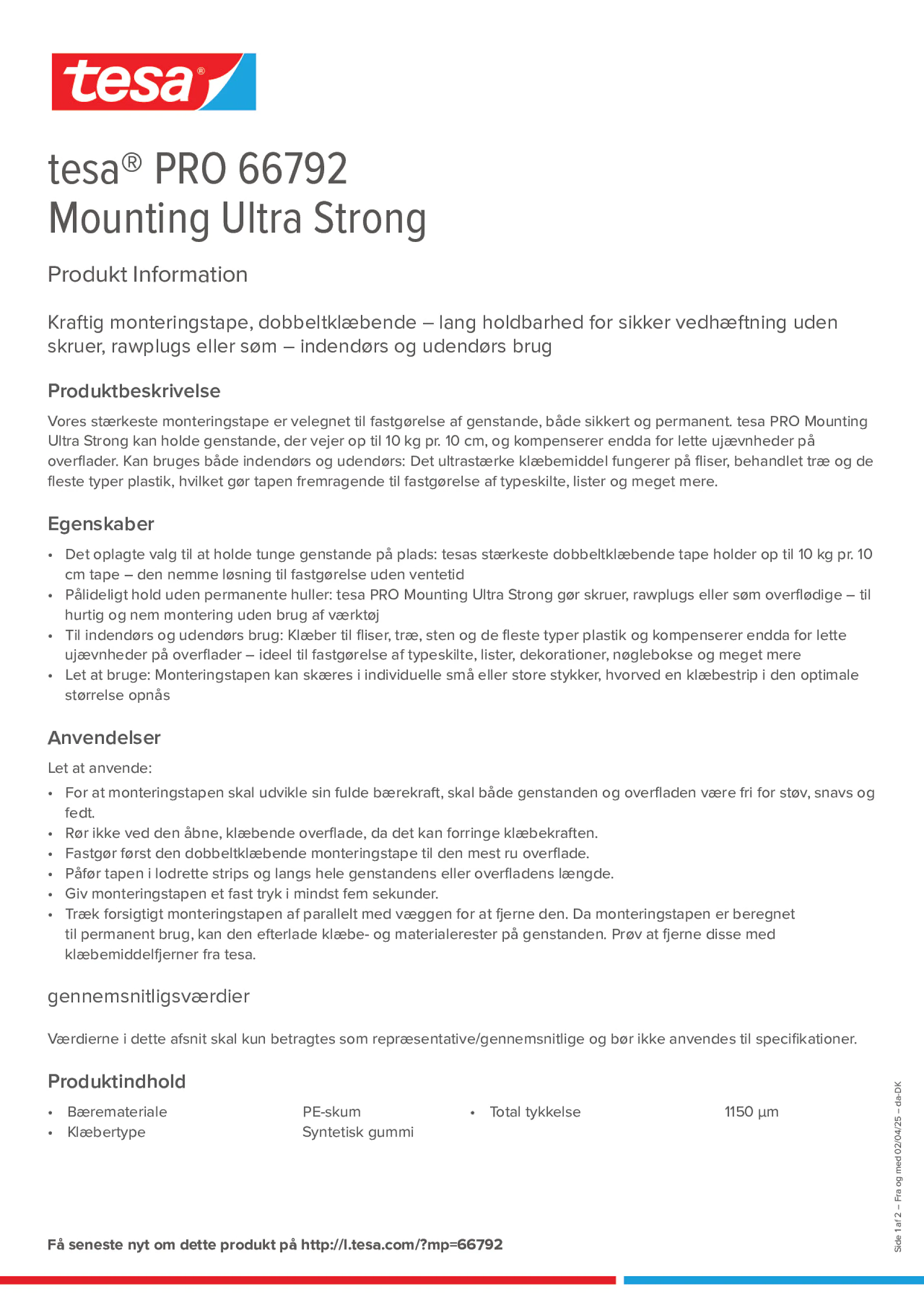 Product information_tesa® PRO 66792_da-DK