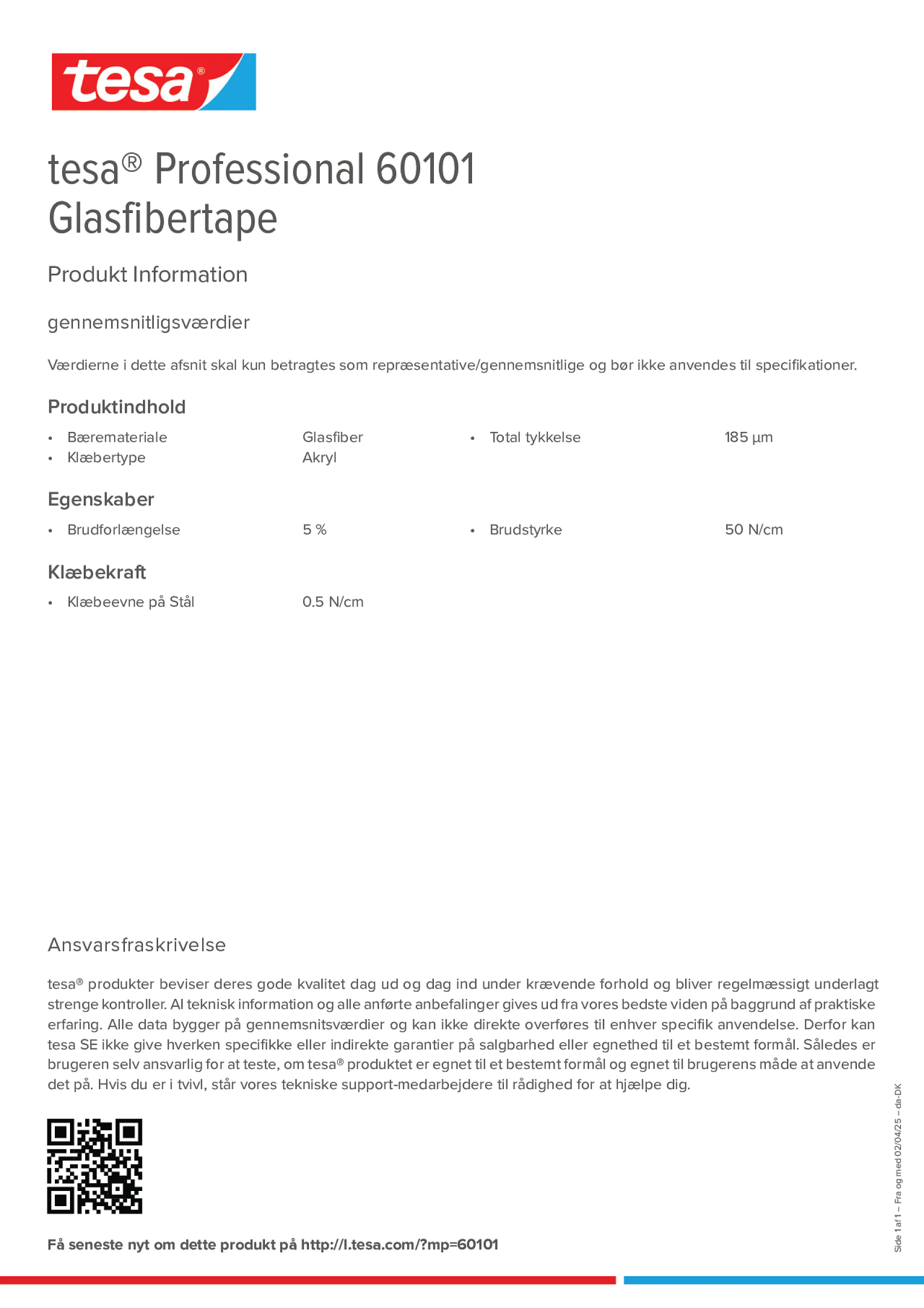 Product information_tesa® Professional 60101_da-DK