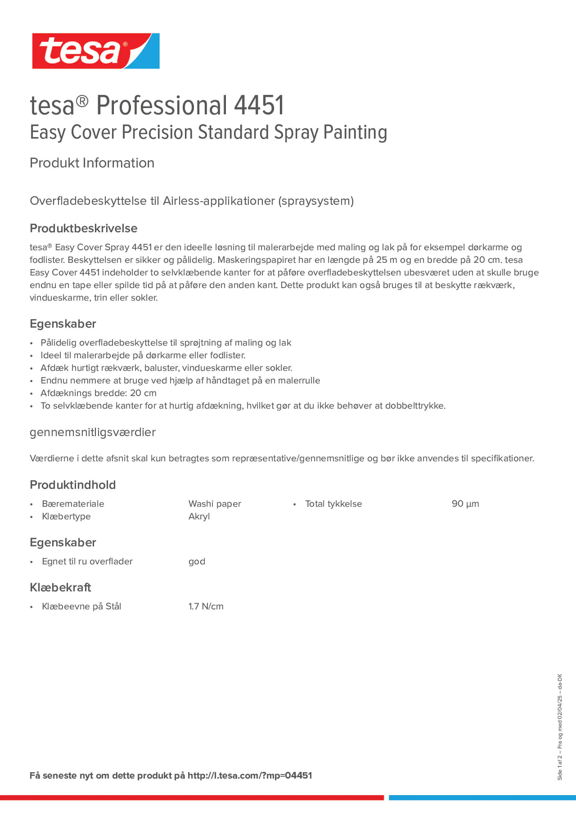 Product information_tesa® Professional 04451_da-DK