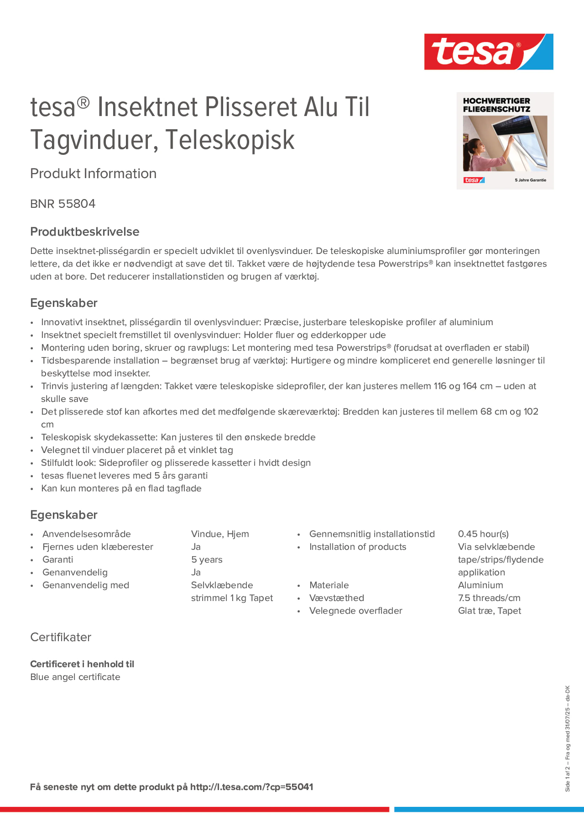 Product information_tesa® 55804_da-DK Product information_tesa® 55804_da-DK