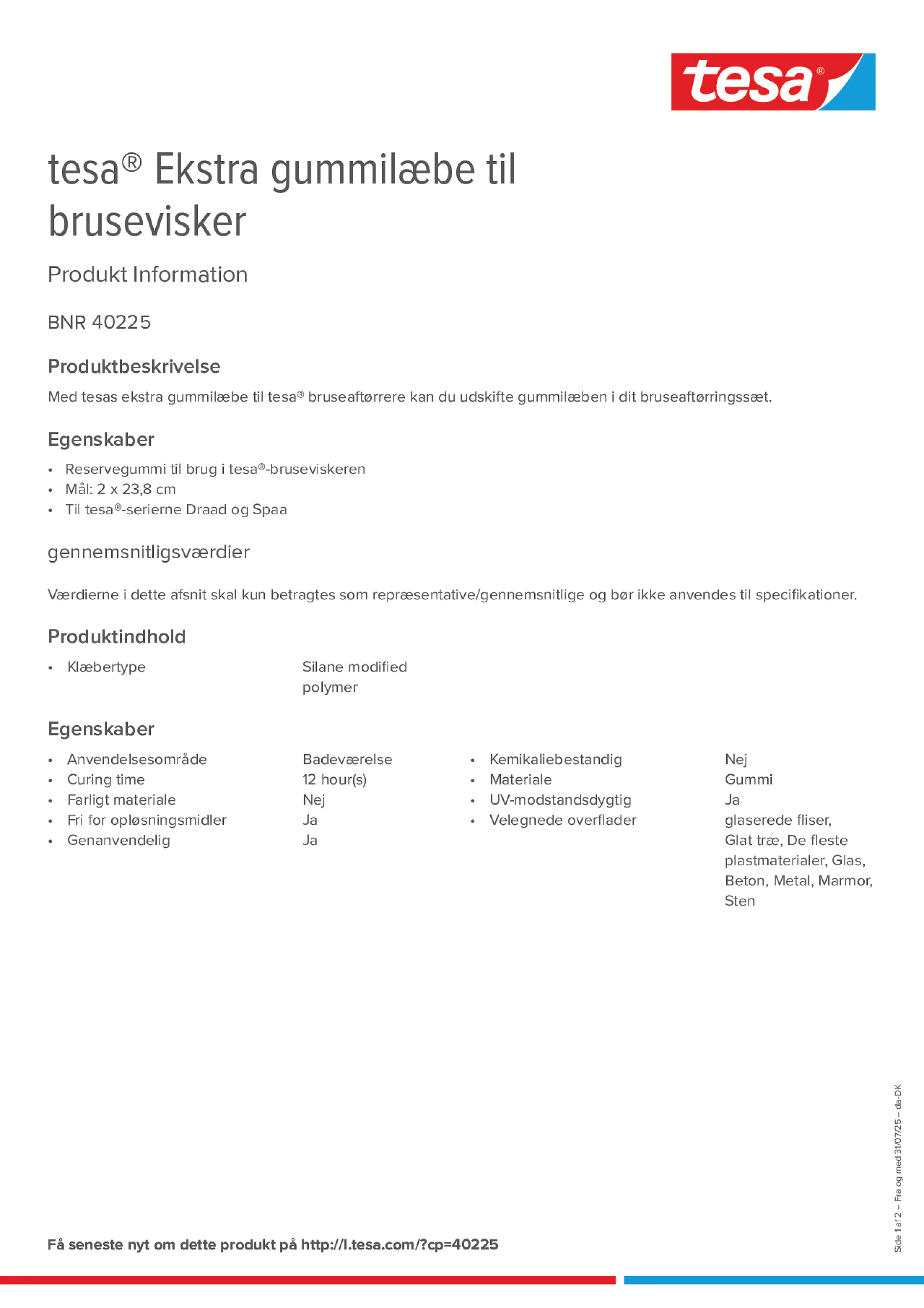 Product information_tesa® 40225_da-DK