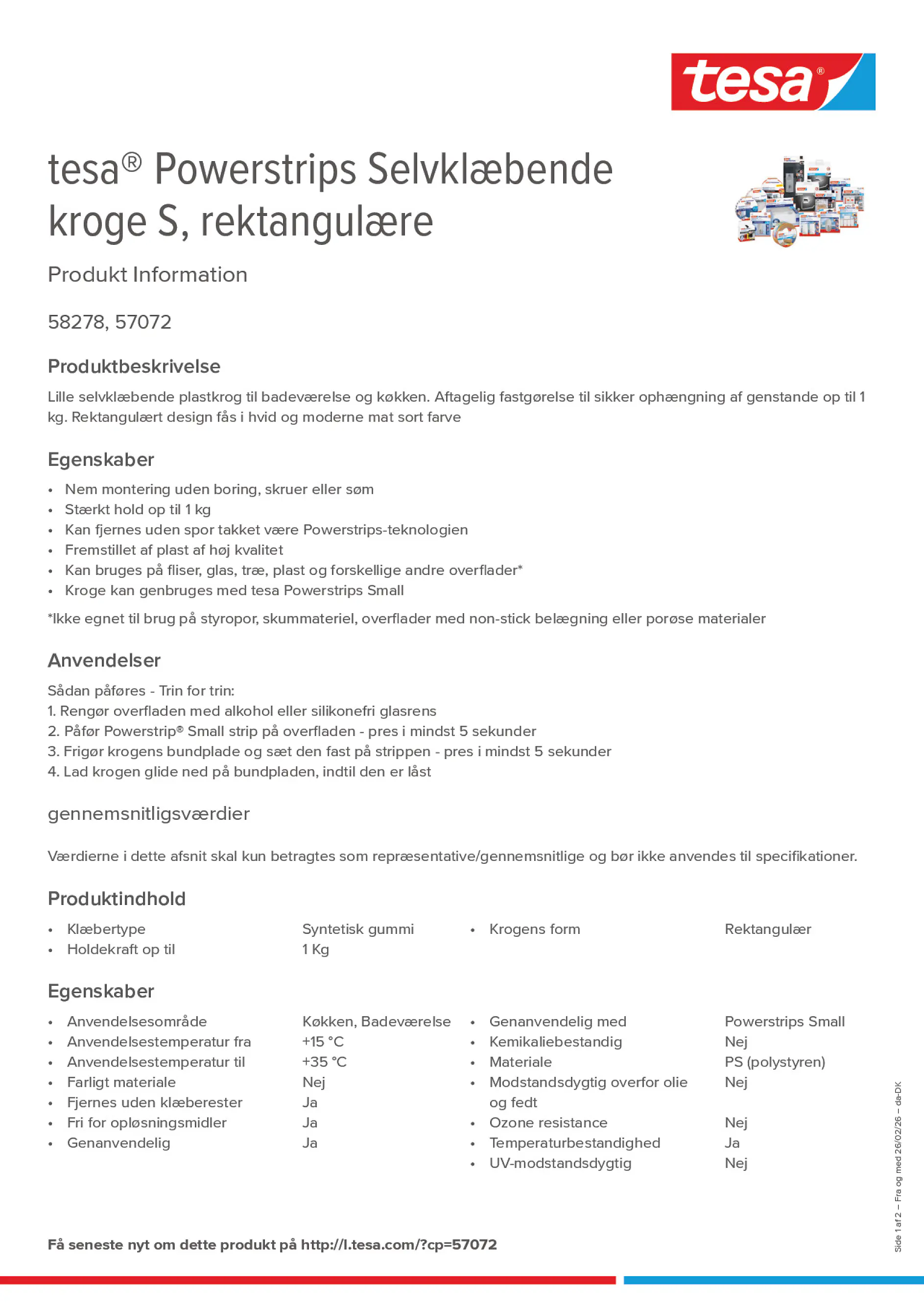 Product information_tesa® Powerstrips 58278_da-DK