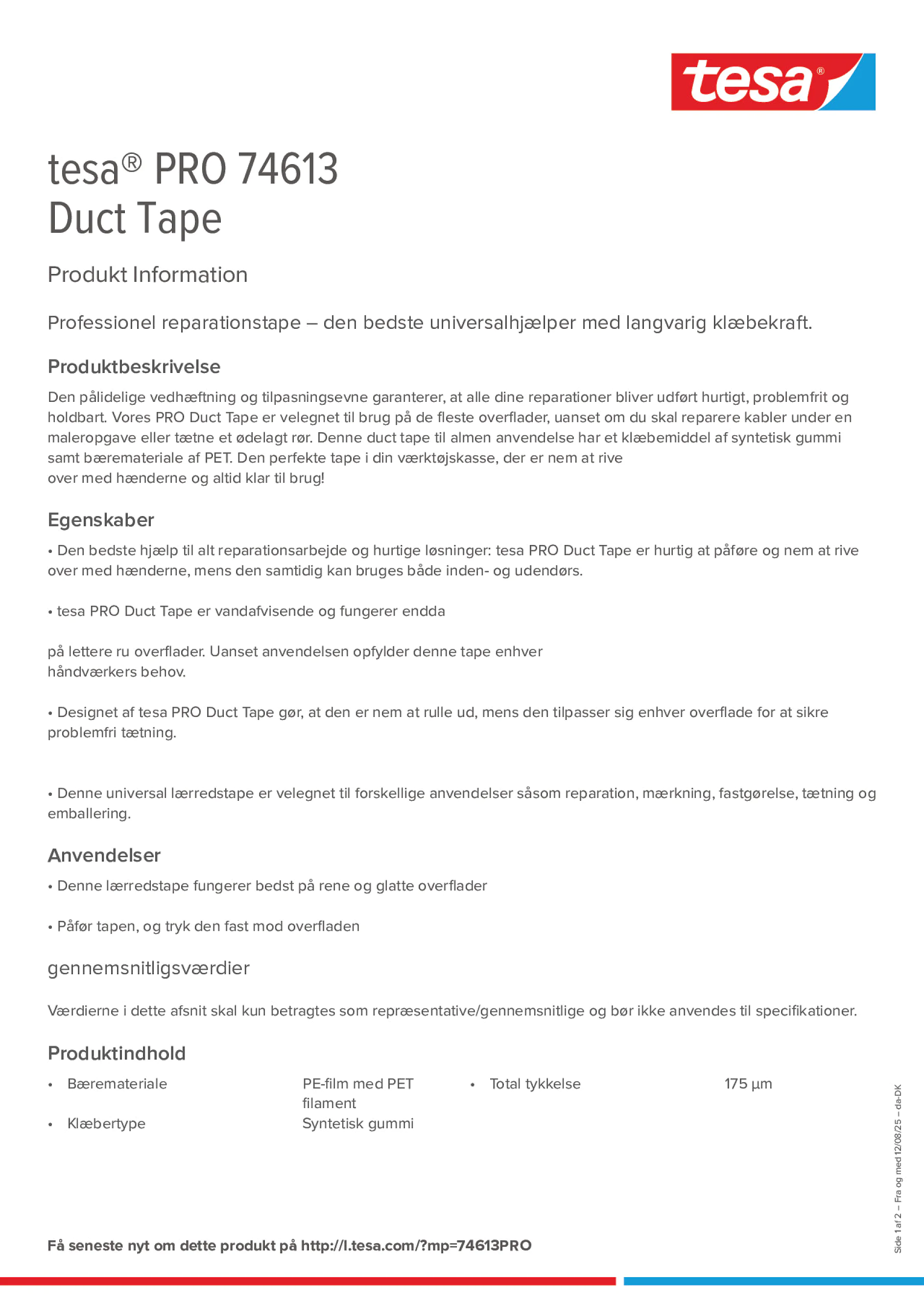 Product information_tesa® PRO 74613_da-DK