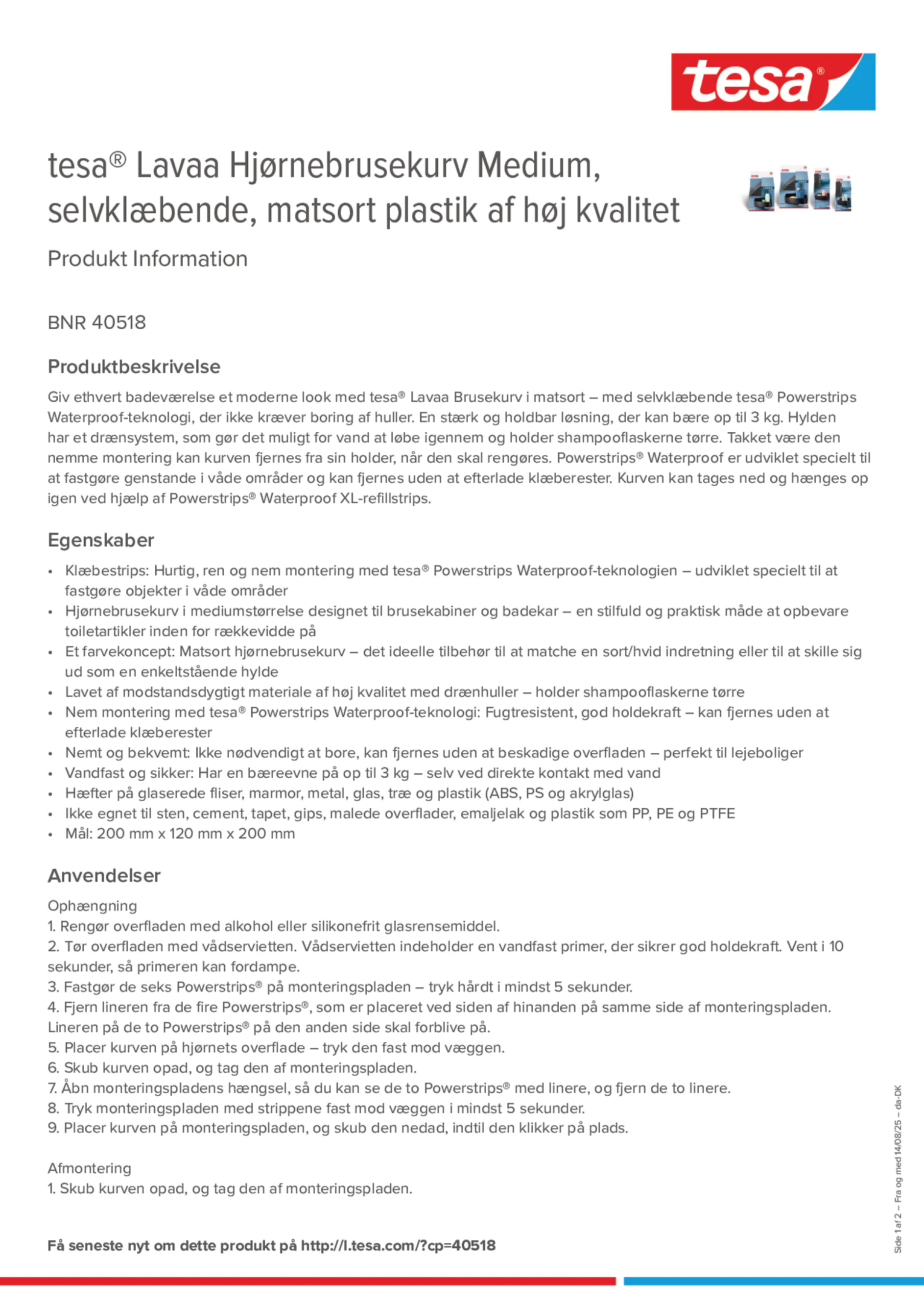Product information_tesa® 40518_da-DK