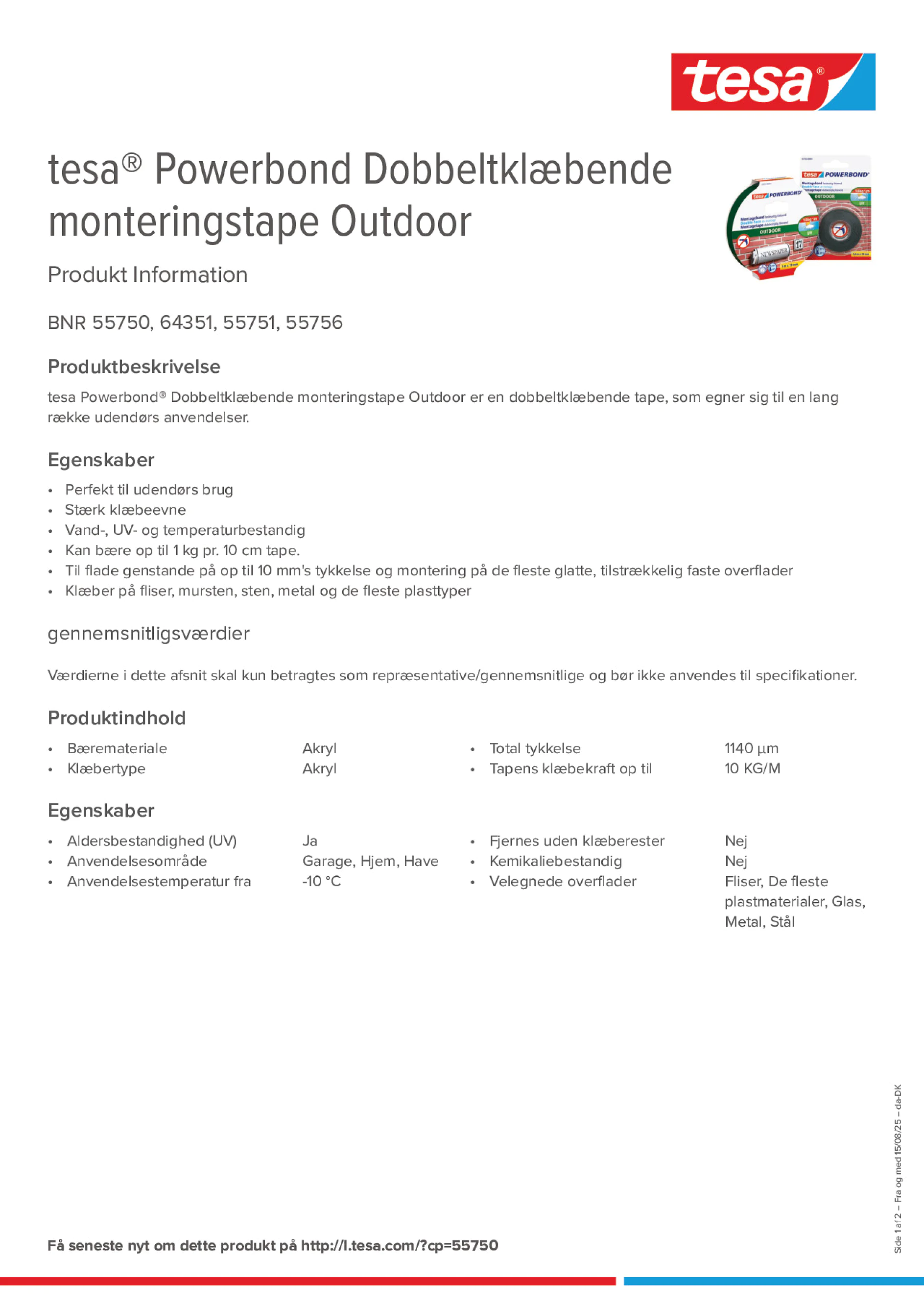 Product information_tesa® Powerbond 55751_da-DK