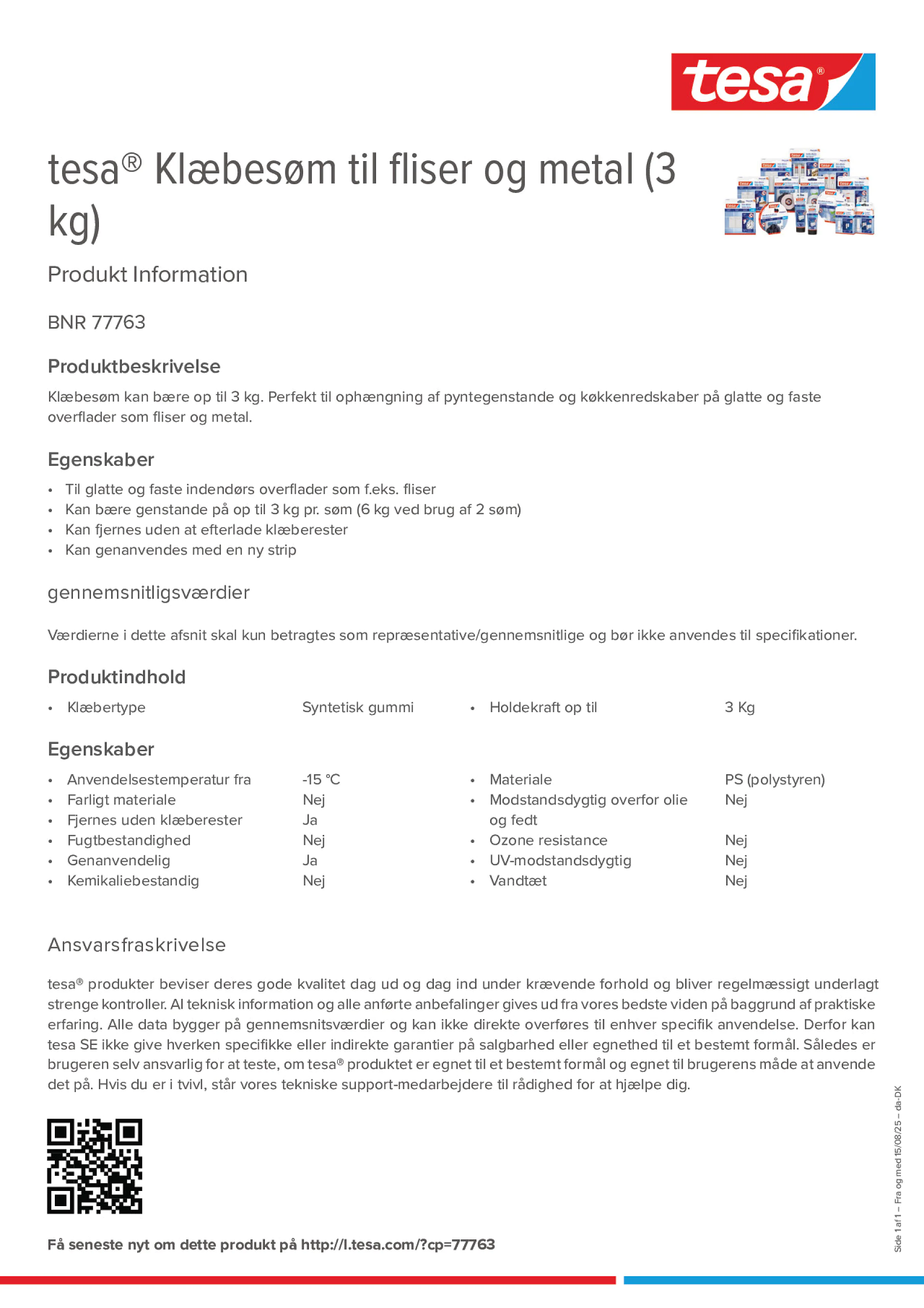 Product information_tesa® 77763_da-DK