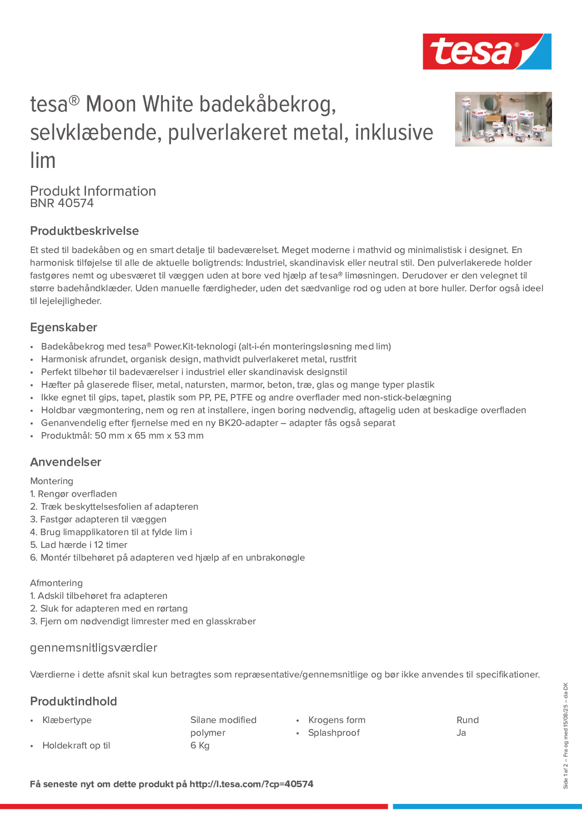 Product information_tesa® 40574_da-DK