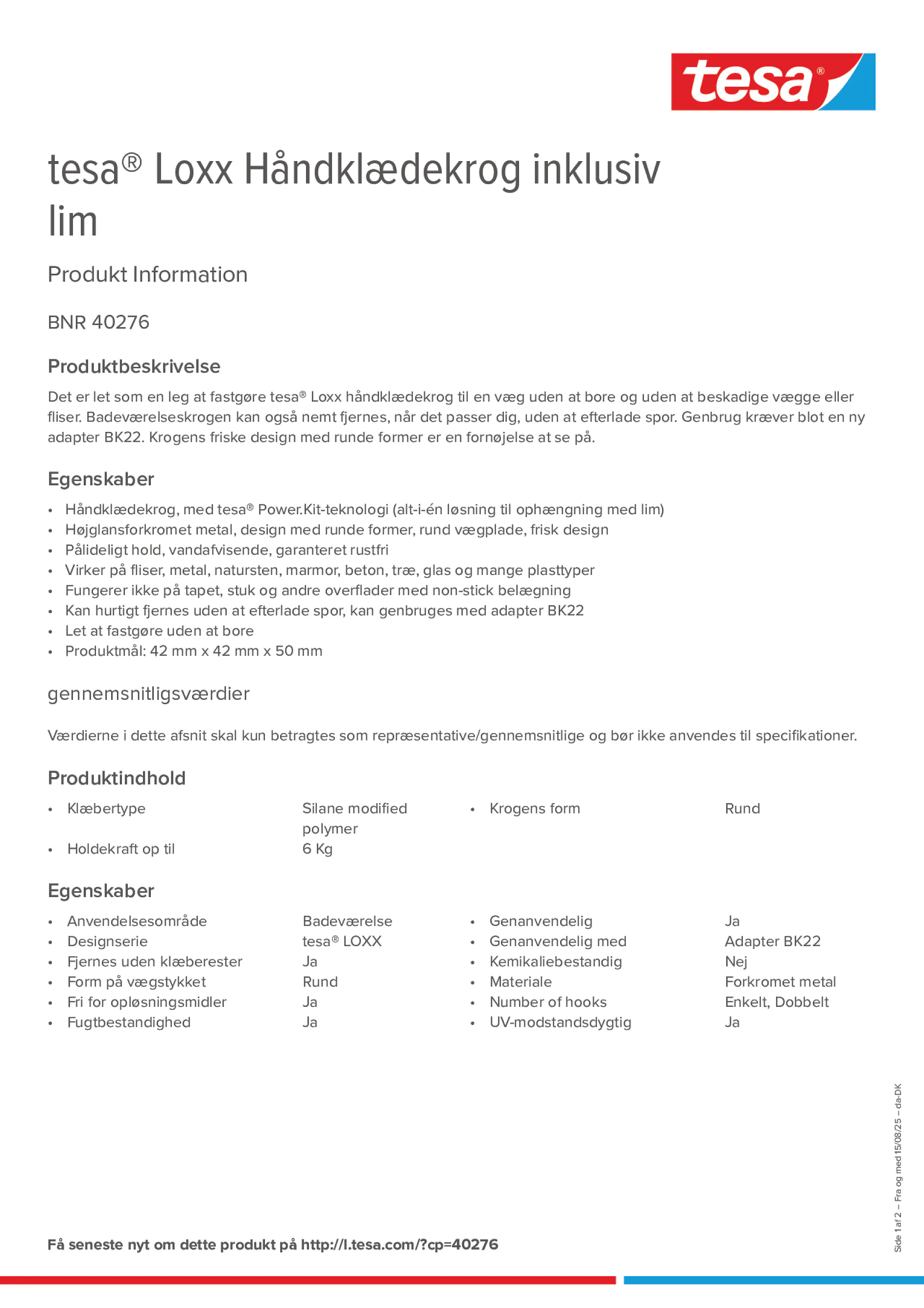 Product information_tesa® 40276_da-DK