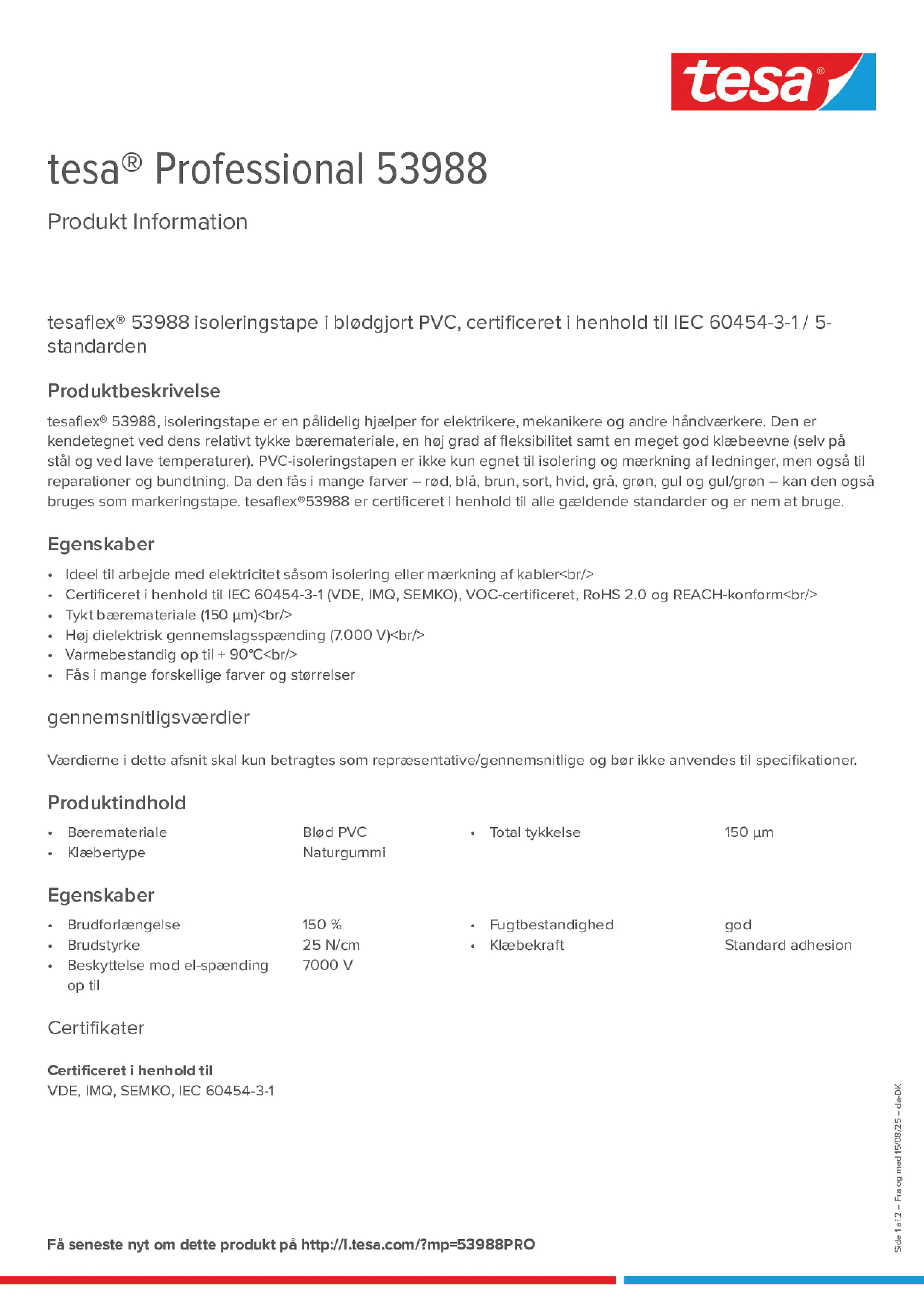 Product information_tesa® Professional 53988_da-DK