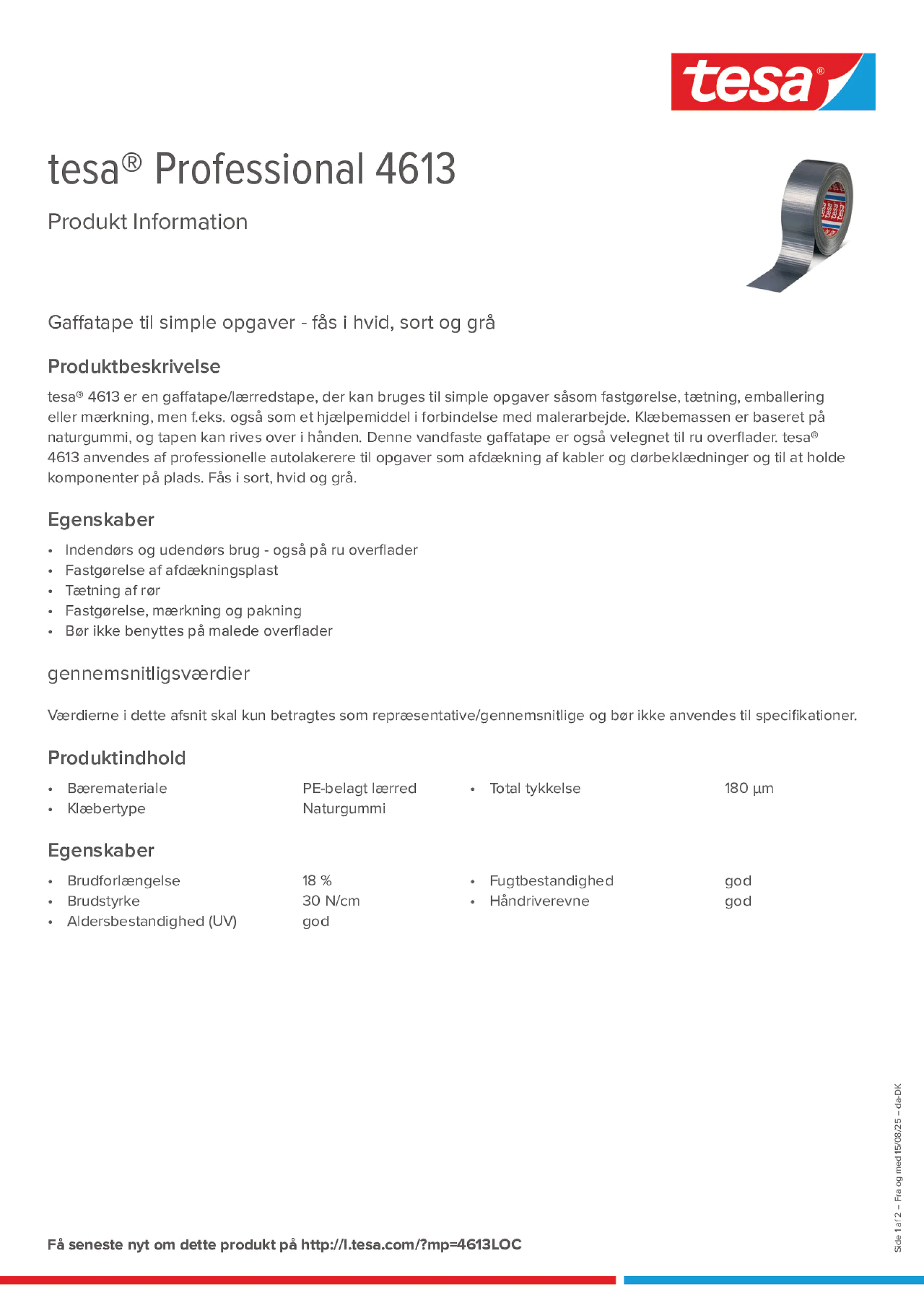 Product information_tesa® Professional 04613_da-DK