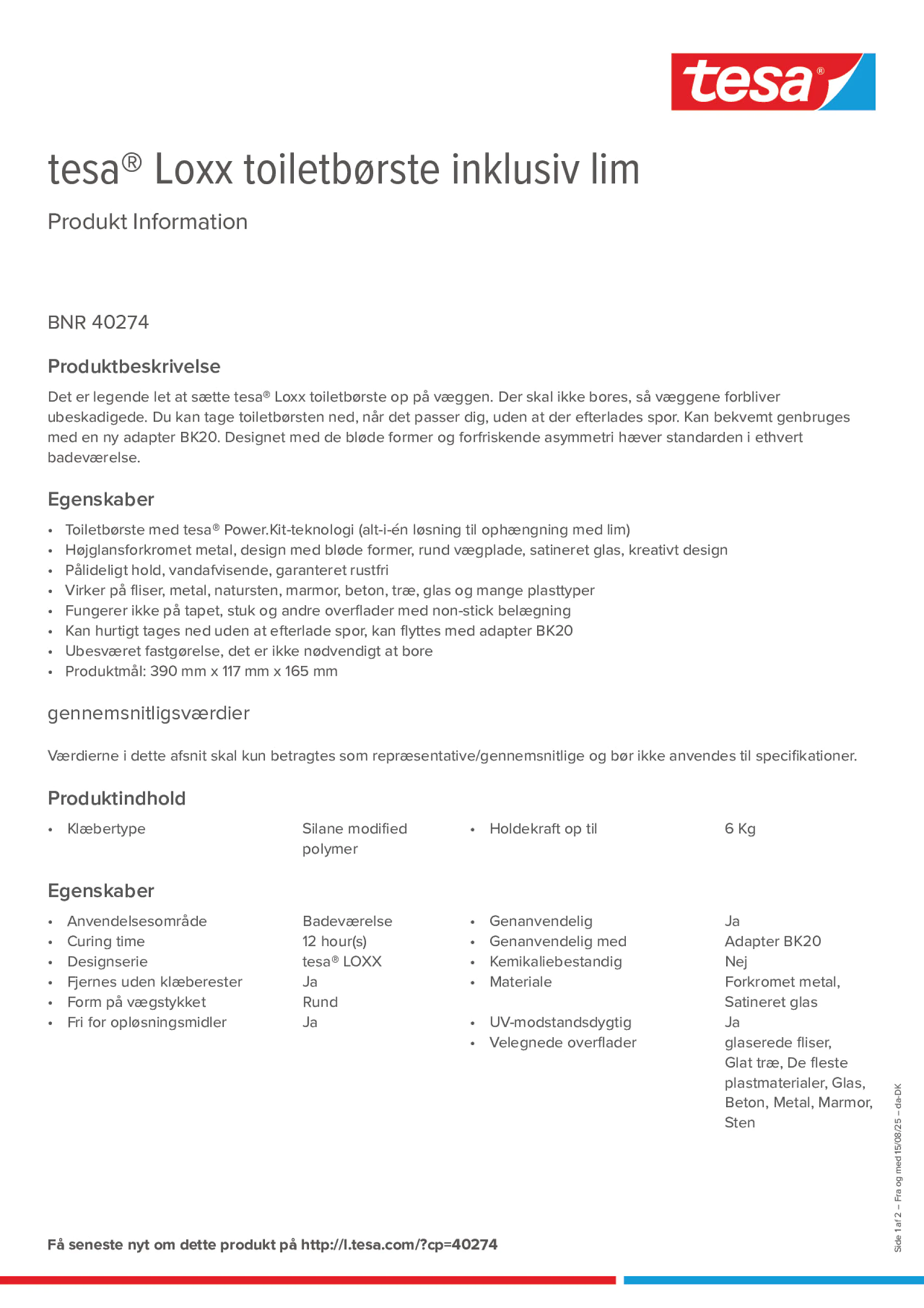 Product information_tesa® 40274_da-DK