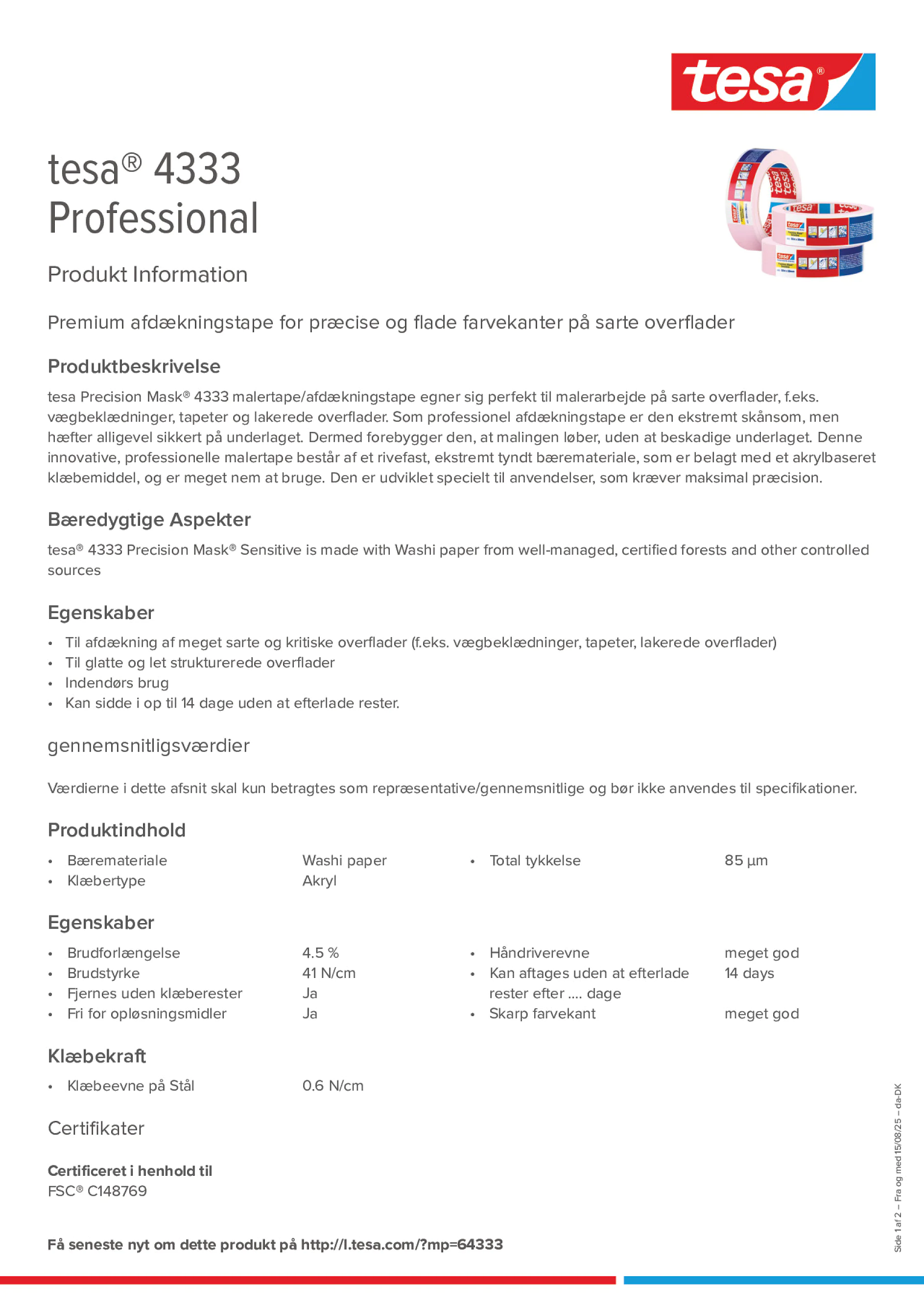 Product information_tesa® 04333_da-DK
