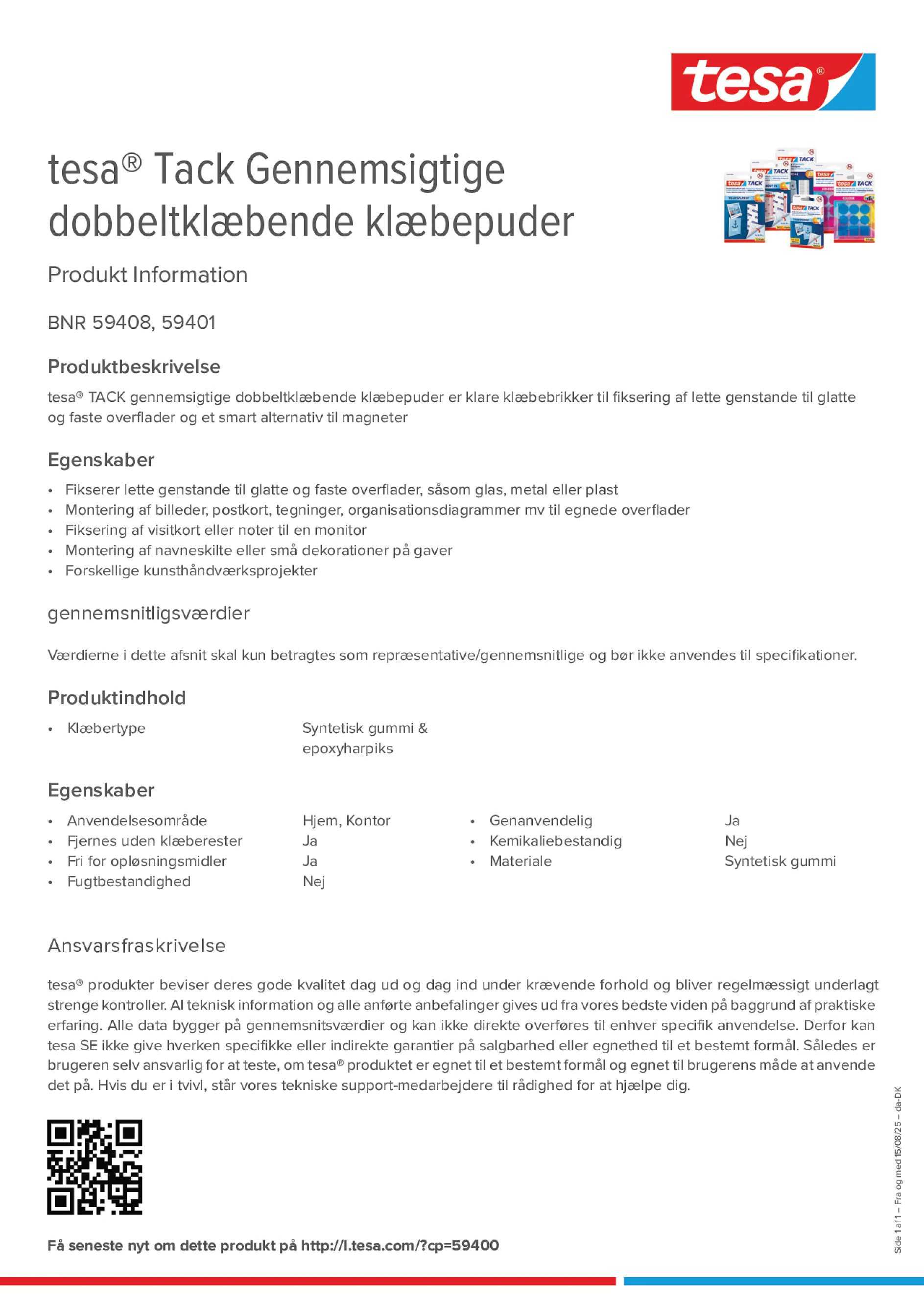Product information_tesa® Tack 59401_da-DK