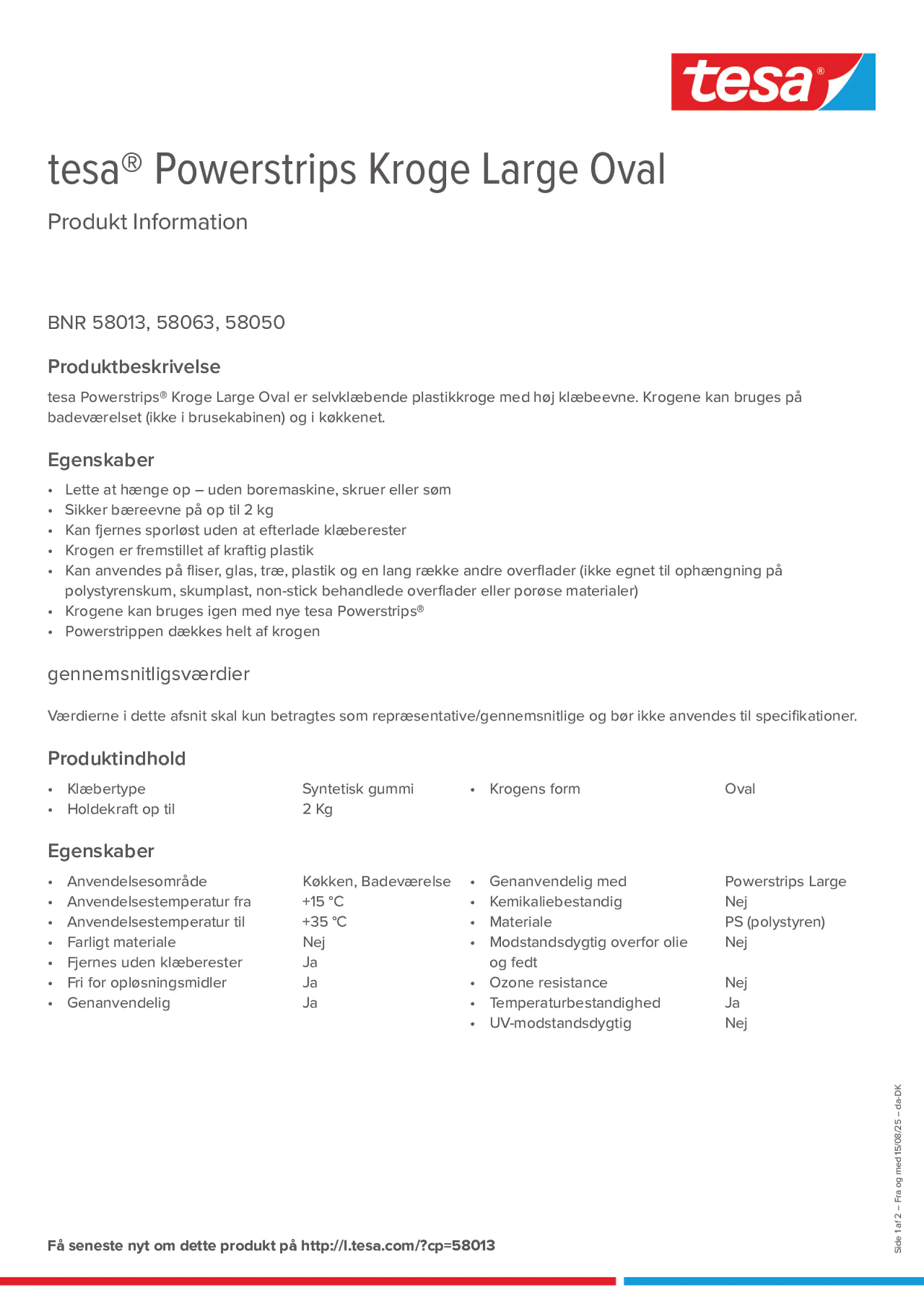 Product information_tesa® Powerstrips 58050_da-DK