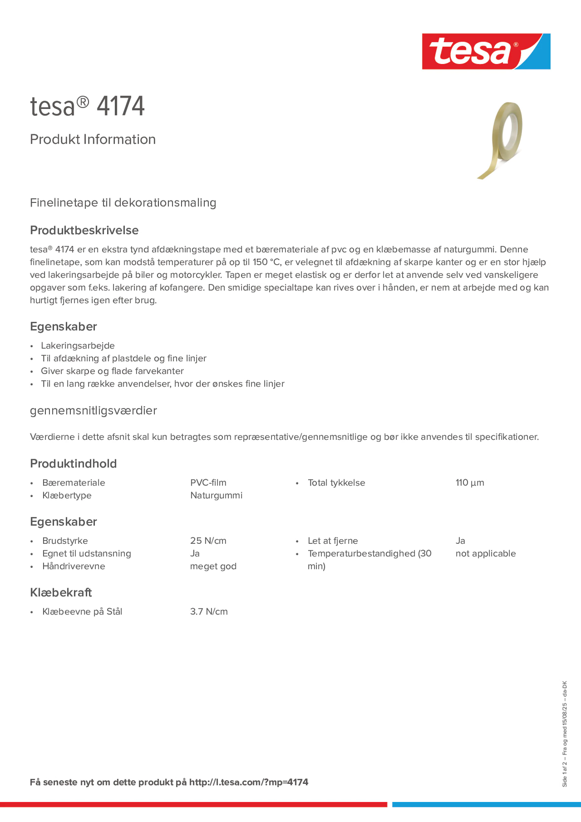 Product information_tesa® 4174_da-DK