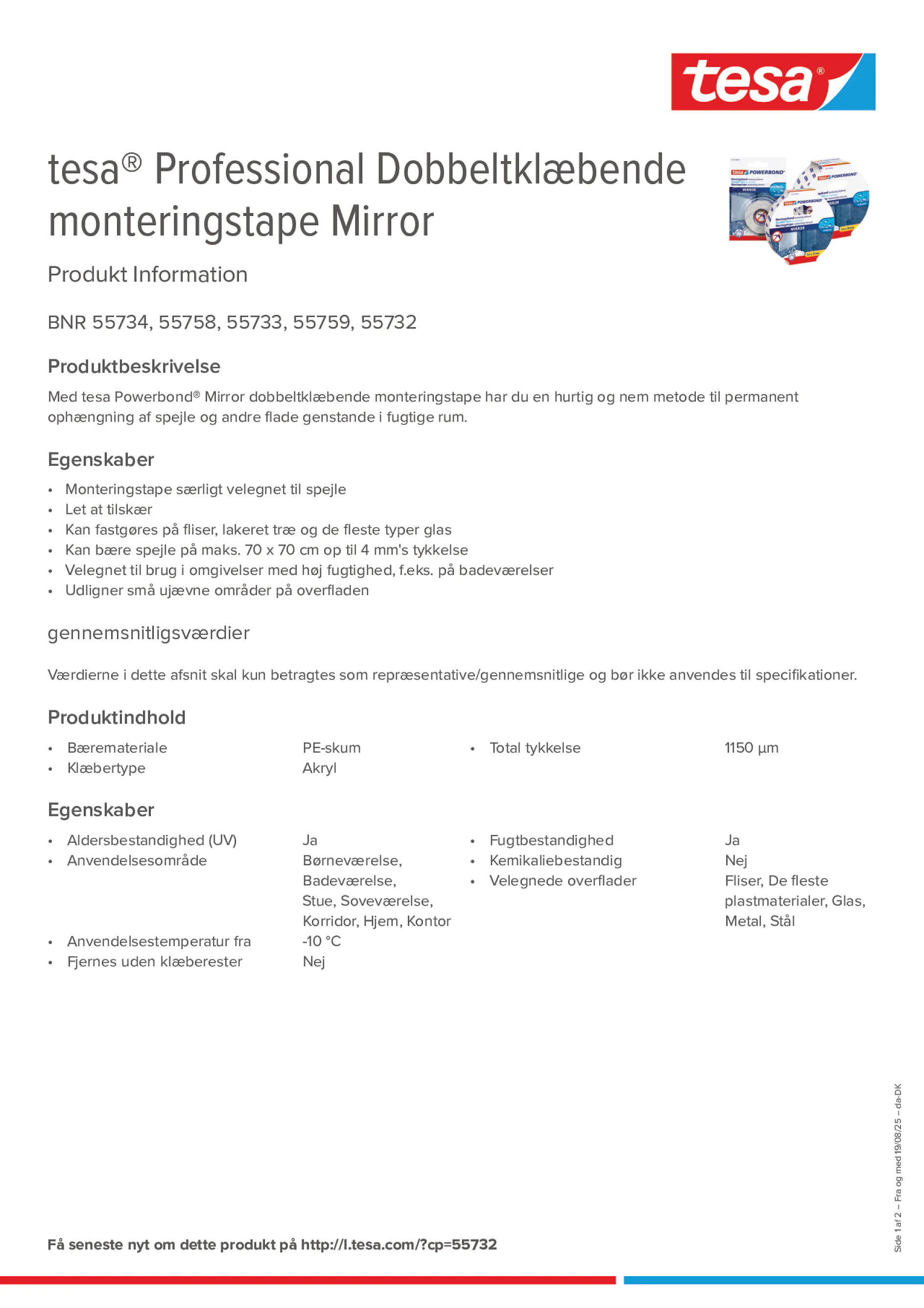 Product information_tesa® Professional 55733_da-DK