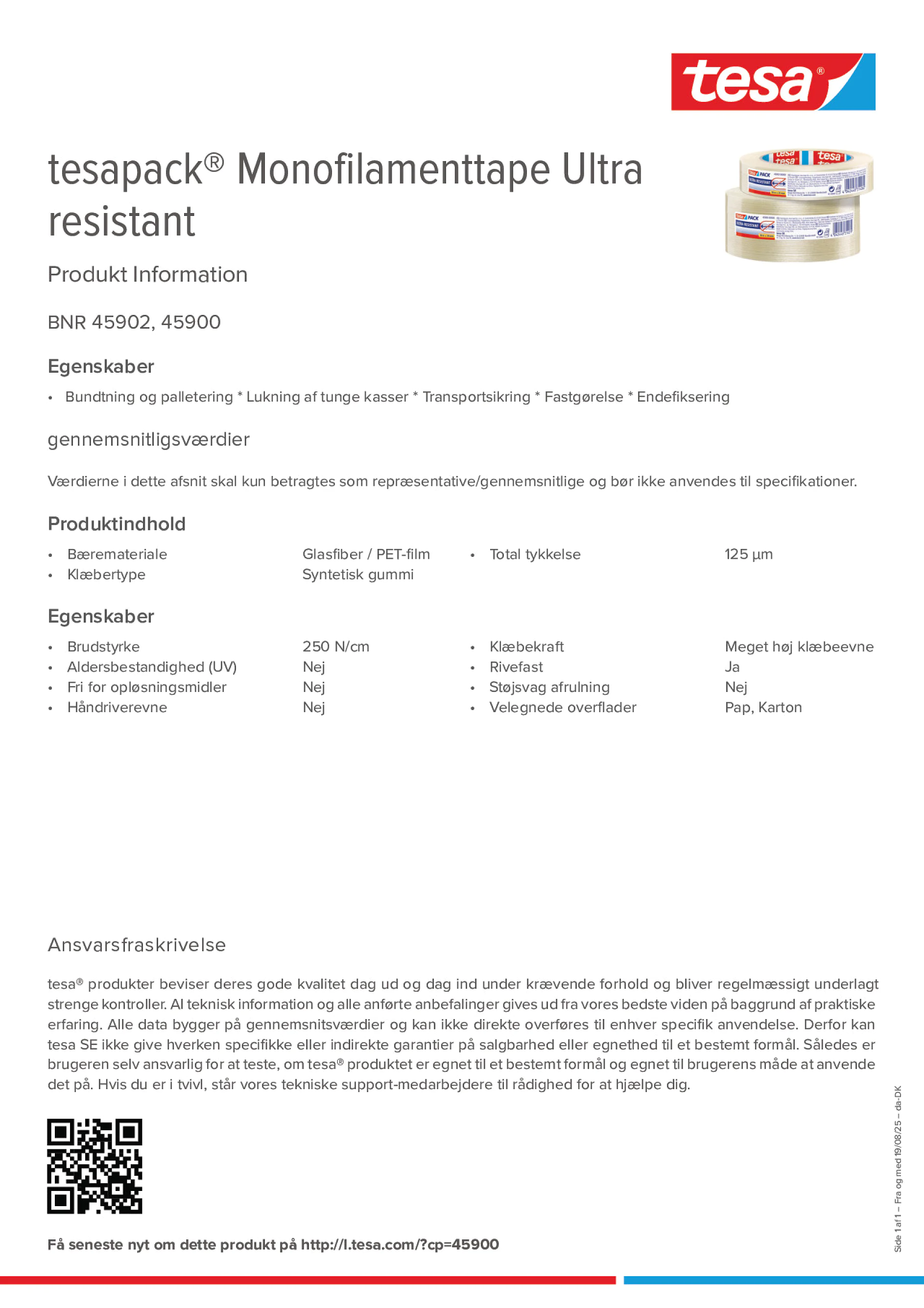 Product information_tesapack® 45900_da-DK