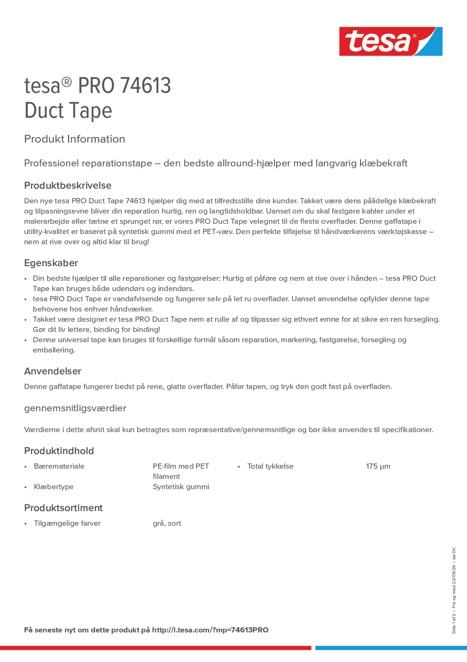 Product information_tesa® PRO 74613_da-DK