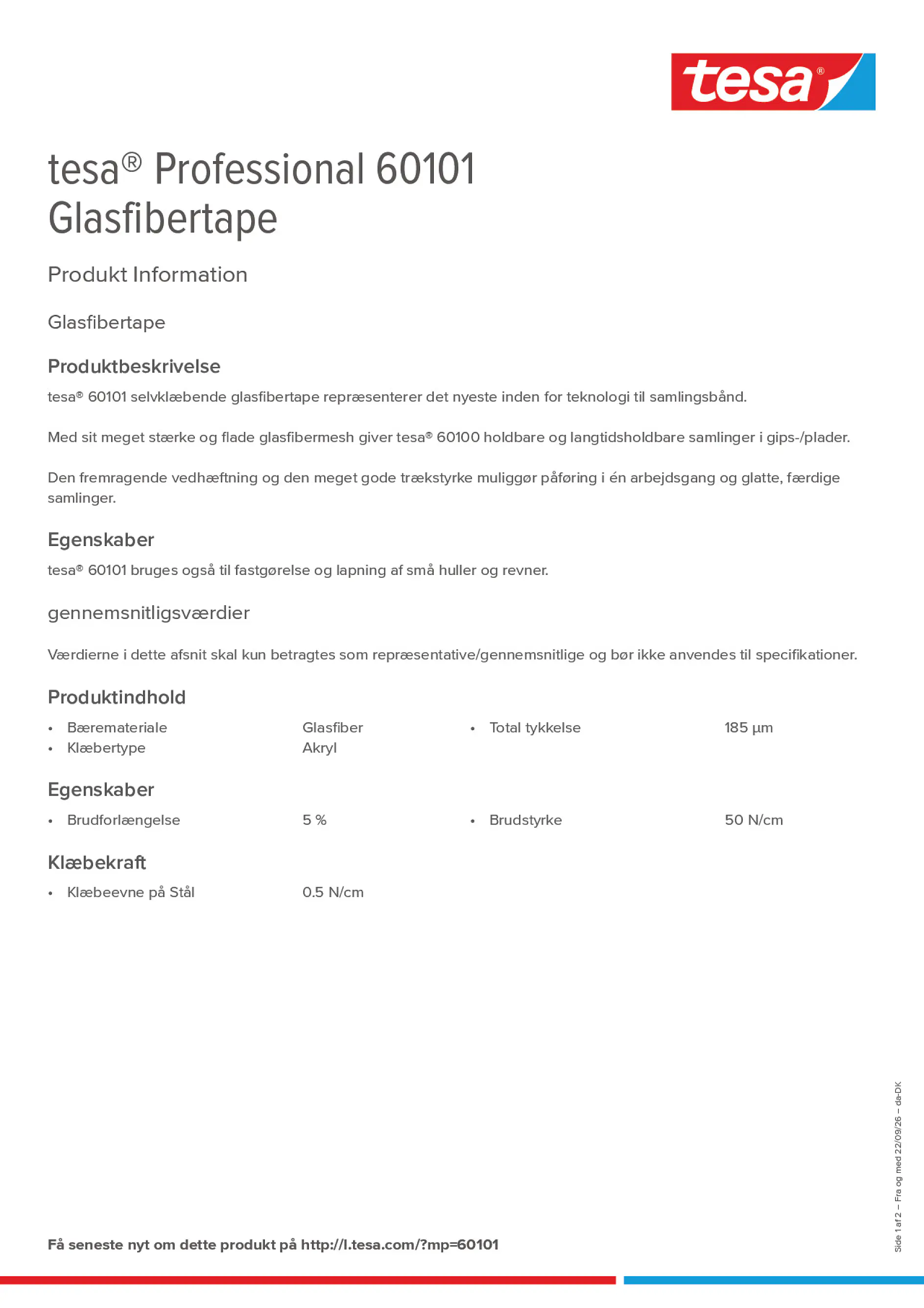 Product information_tesa® Professional 60101_da-DK