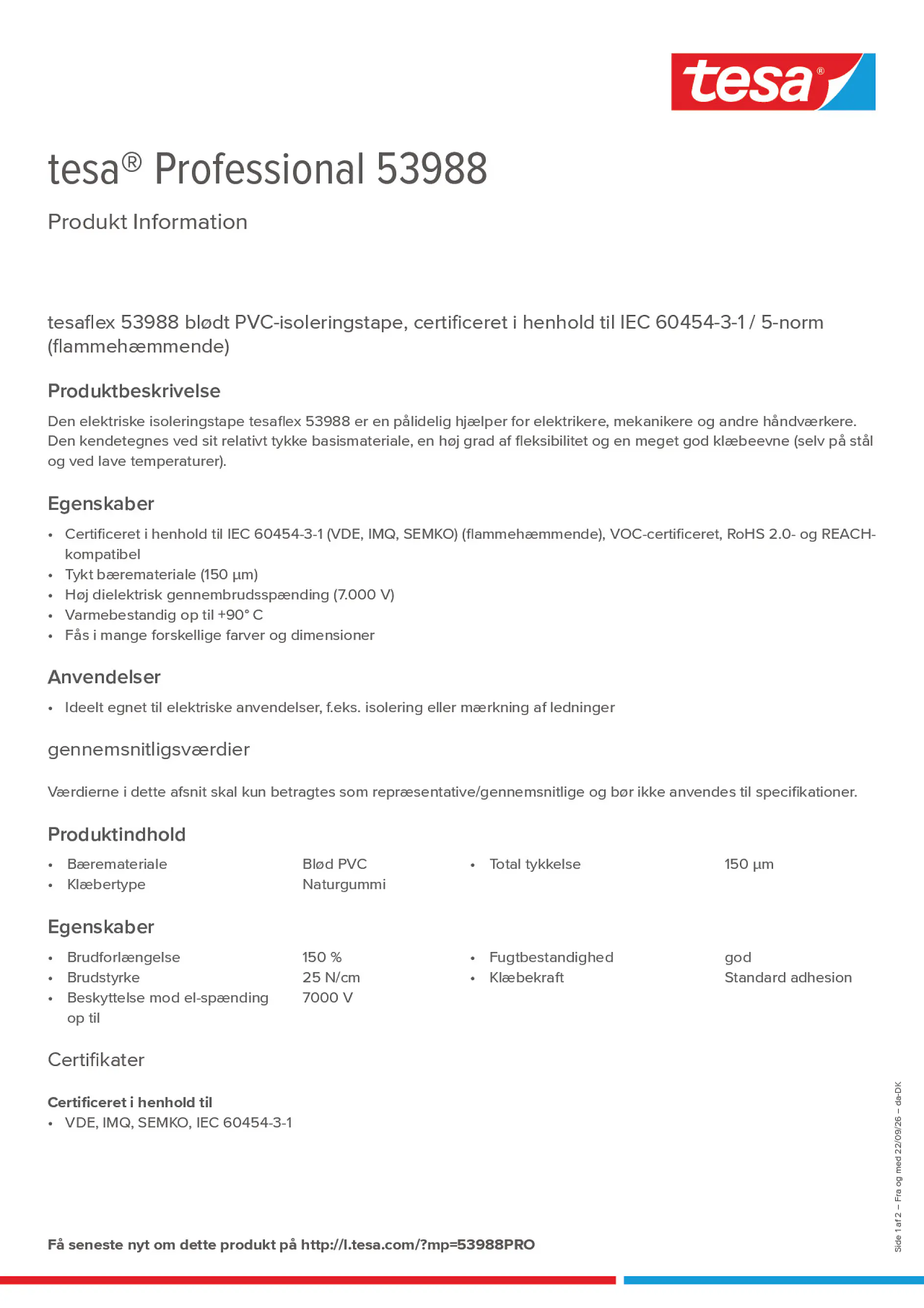 Product information_tesa® Professional 53988_da-DK