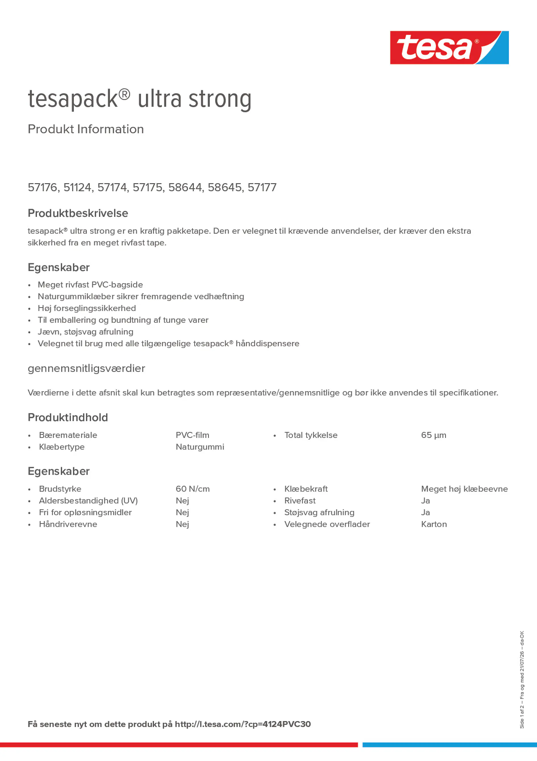 Product information_tesapack® 4124PVC30_da-DK