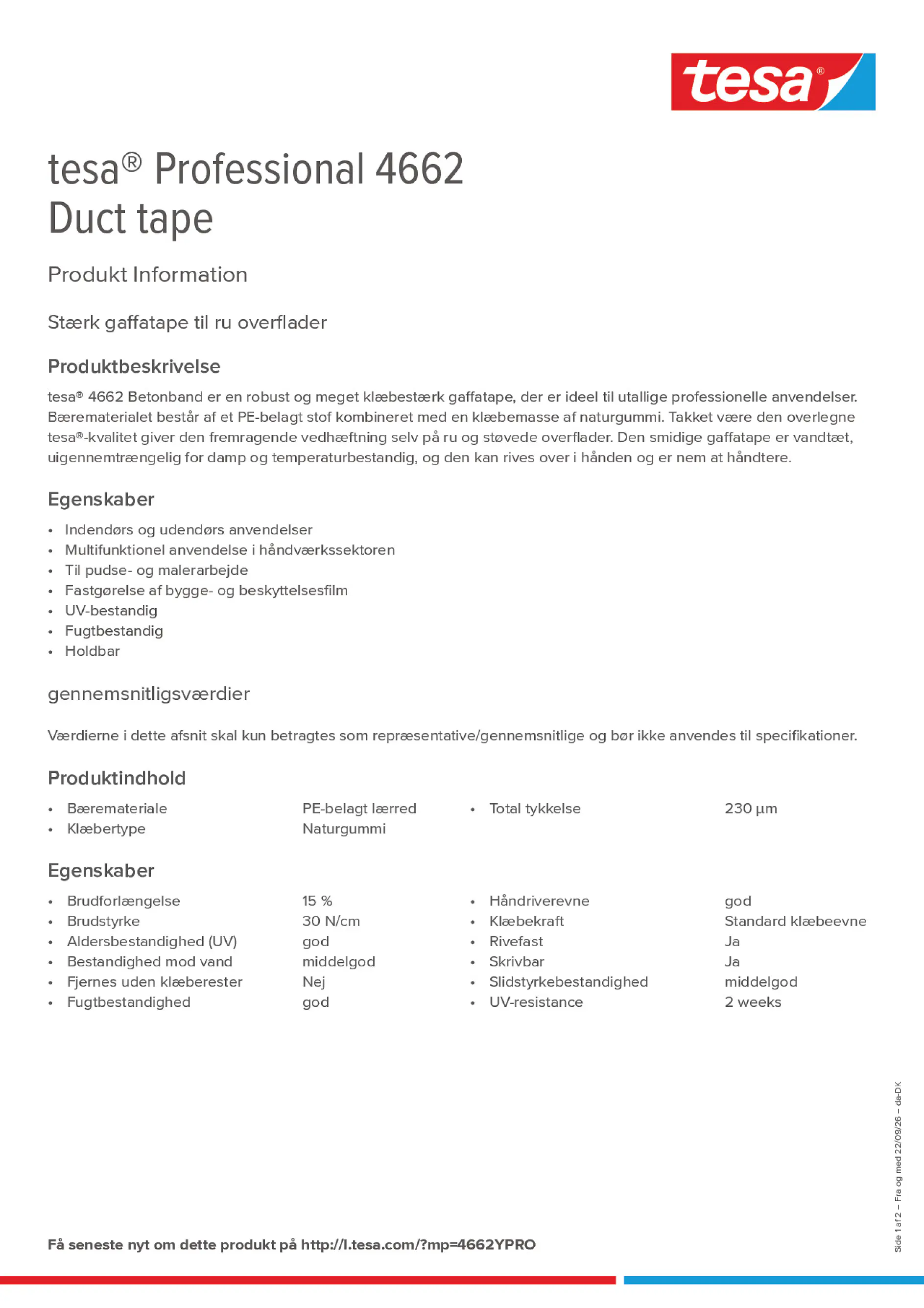 Product information_tesa® Professional 04662_da-DK