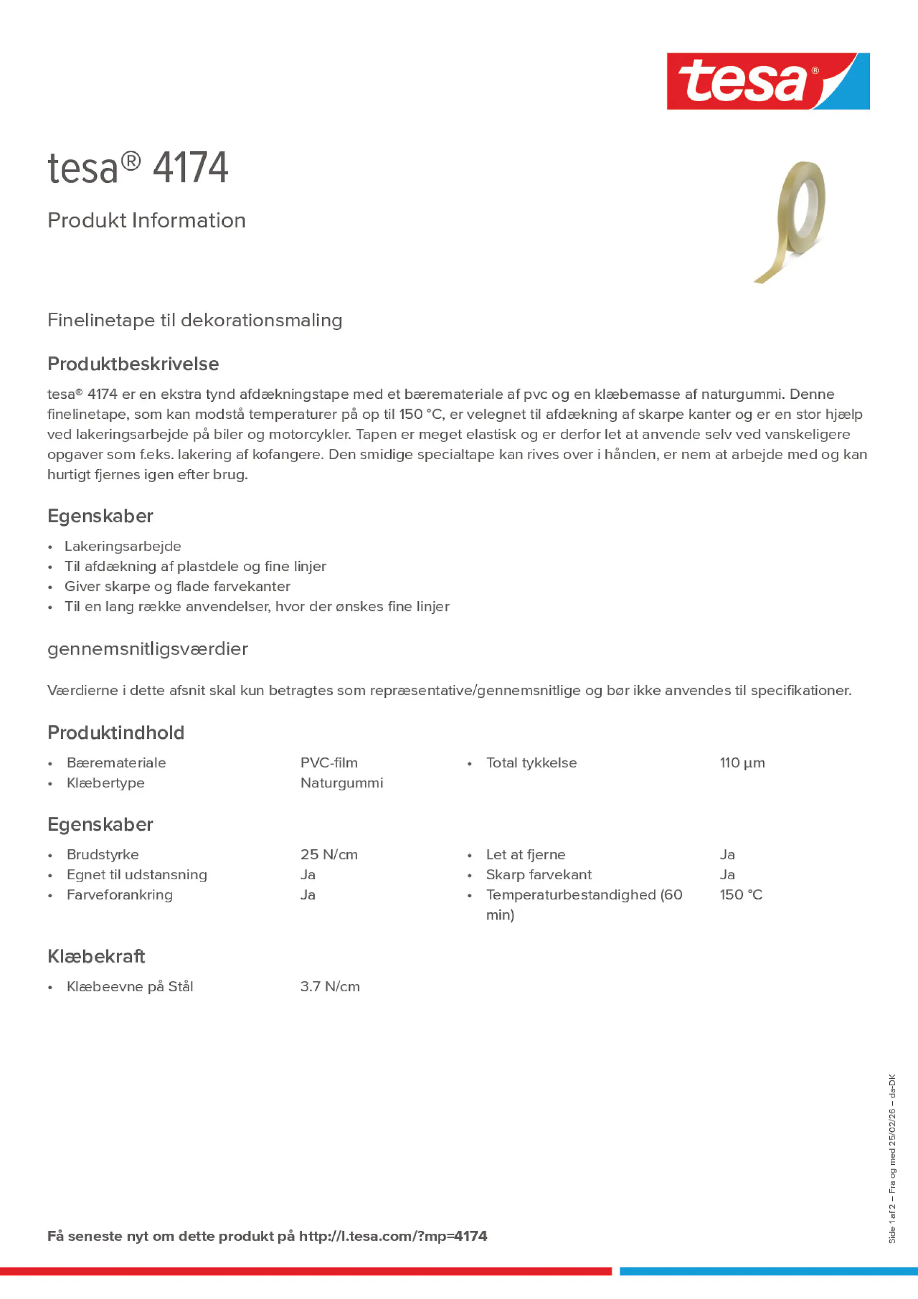 Product information_tesa® 4174_da-DK