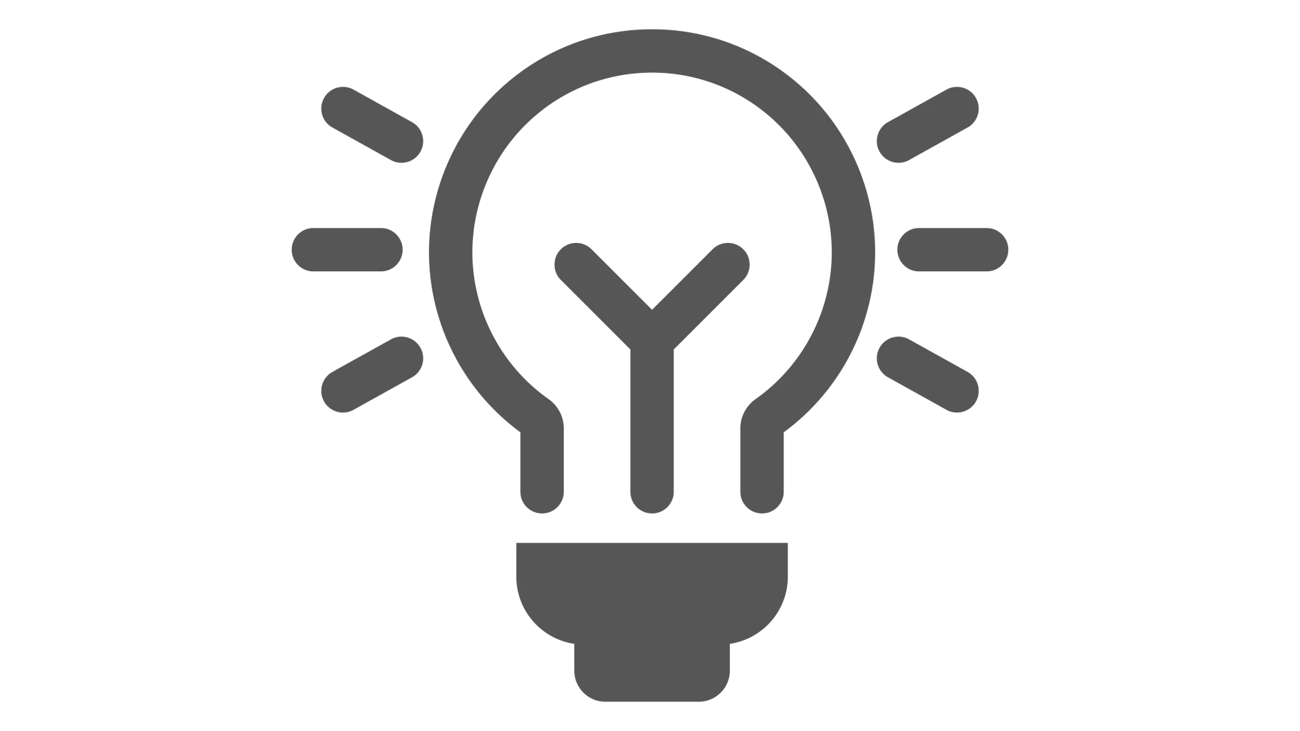 En illustration af et lyspære-ikon, afbildet i en enkel grå farve. Pæren har tre korte streger, der stråler ud fra hver side, hvilket antyder, at den er oplyst ved hjælp af tesa-tape. (This text has been generated by AI)