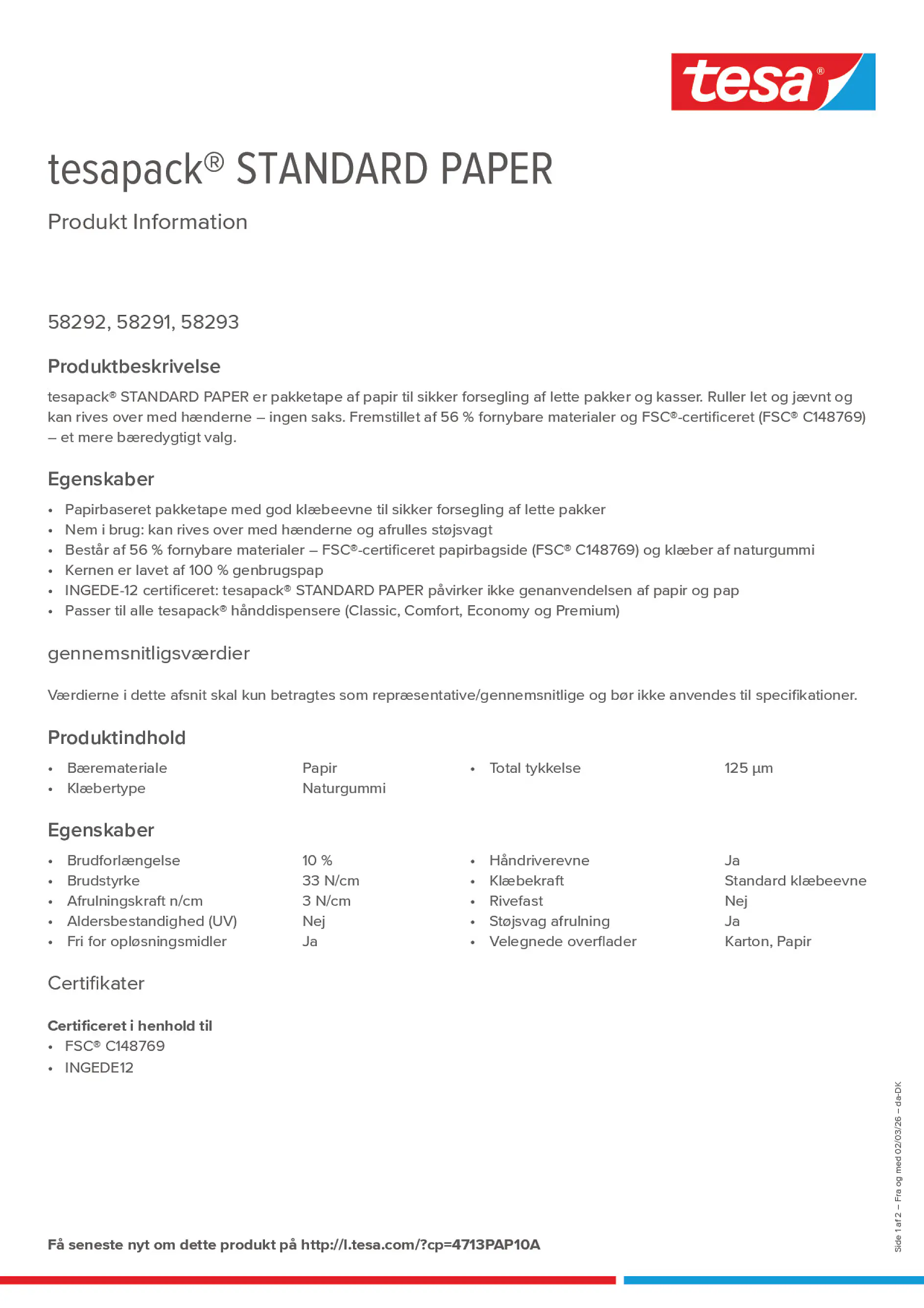 Product information_tesapack® 4713PAP10A_da-DK