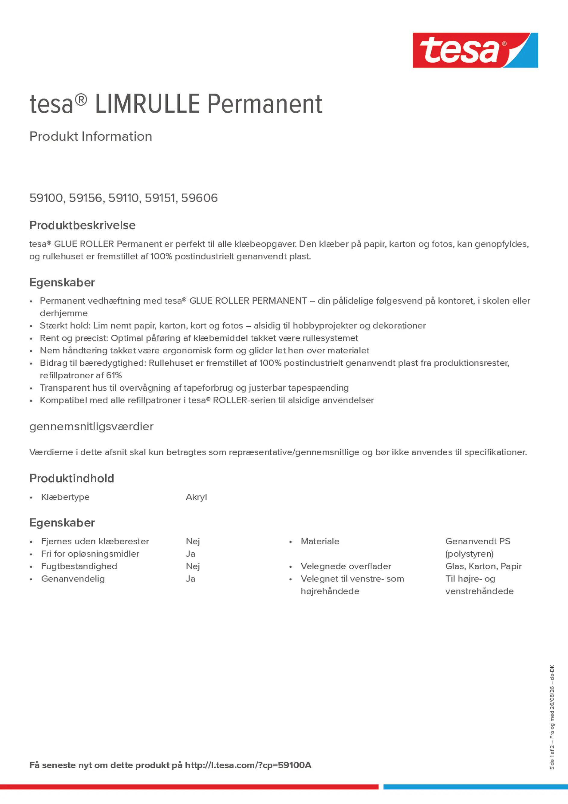 Product information_tesa® 59100A_da-DK