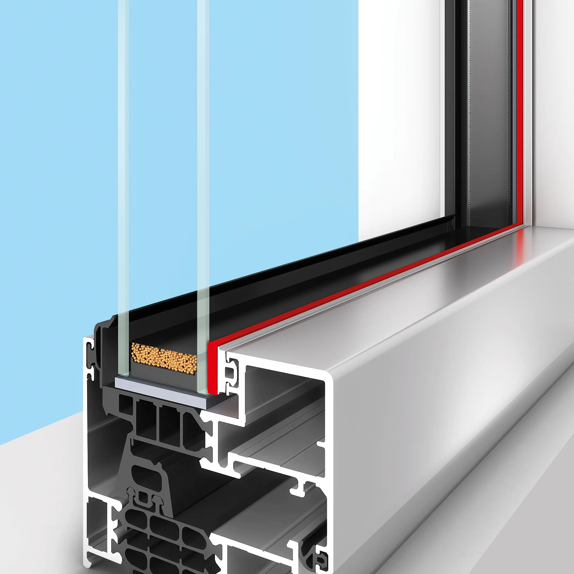 Trockenverglasung bei Aluminiumfenstern