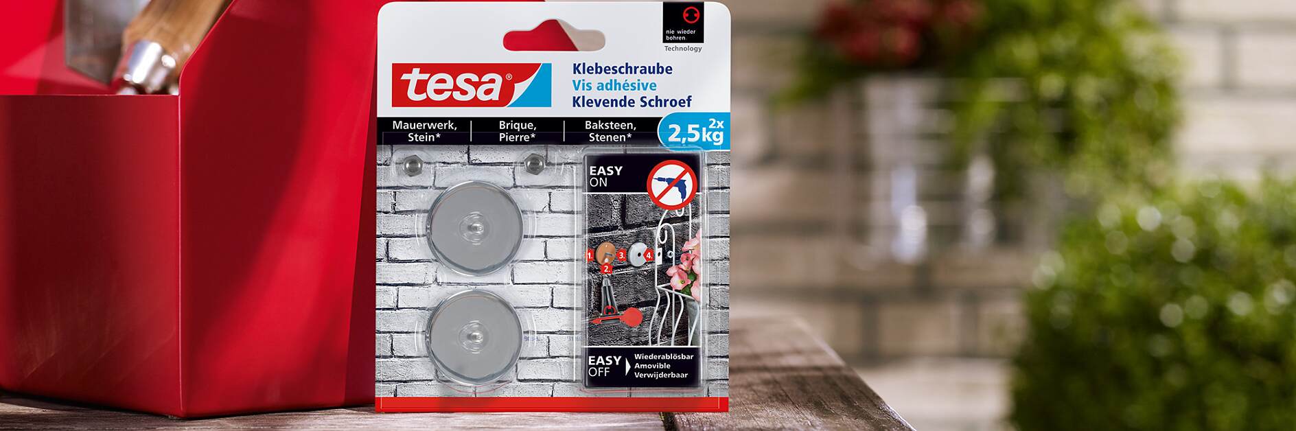 How to use a tesa® Adhesive Screw Round for Brick & Stone 2.5kg.