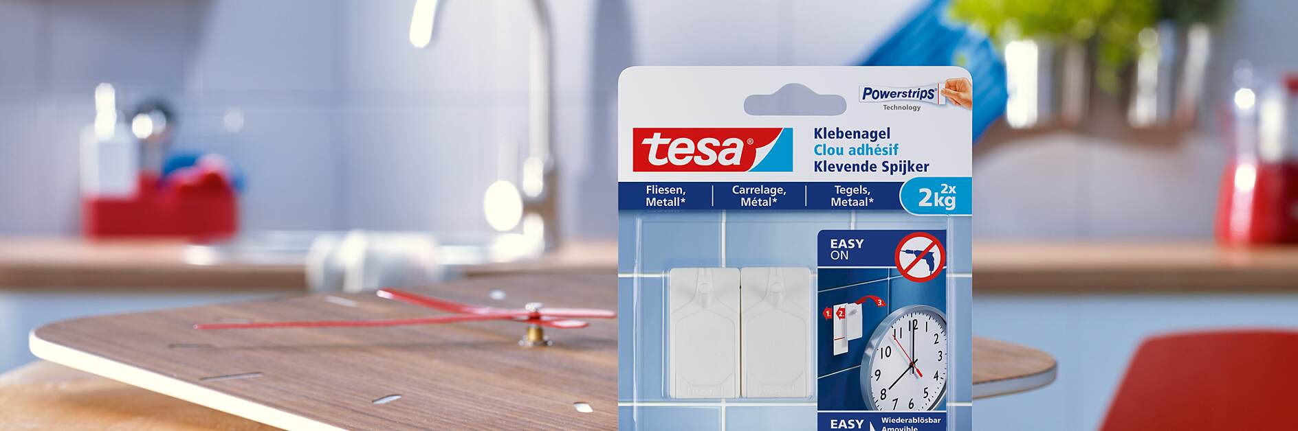 How to use the tesa® Adhesive Nail for Tiles & Metal 2kg.